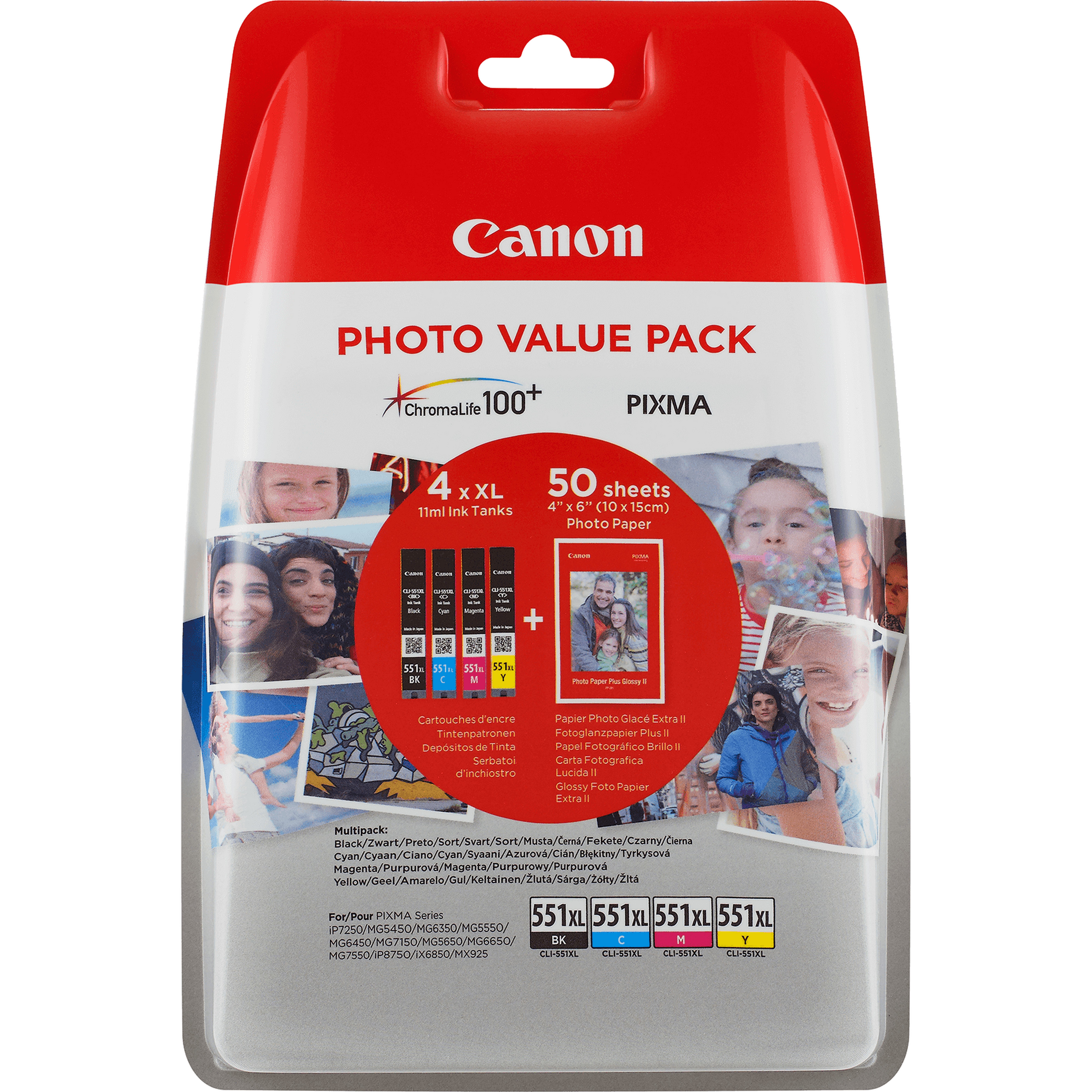 Inktpatroon CANON 6443B006 CLI-551XL+PP-201 CMYK