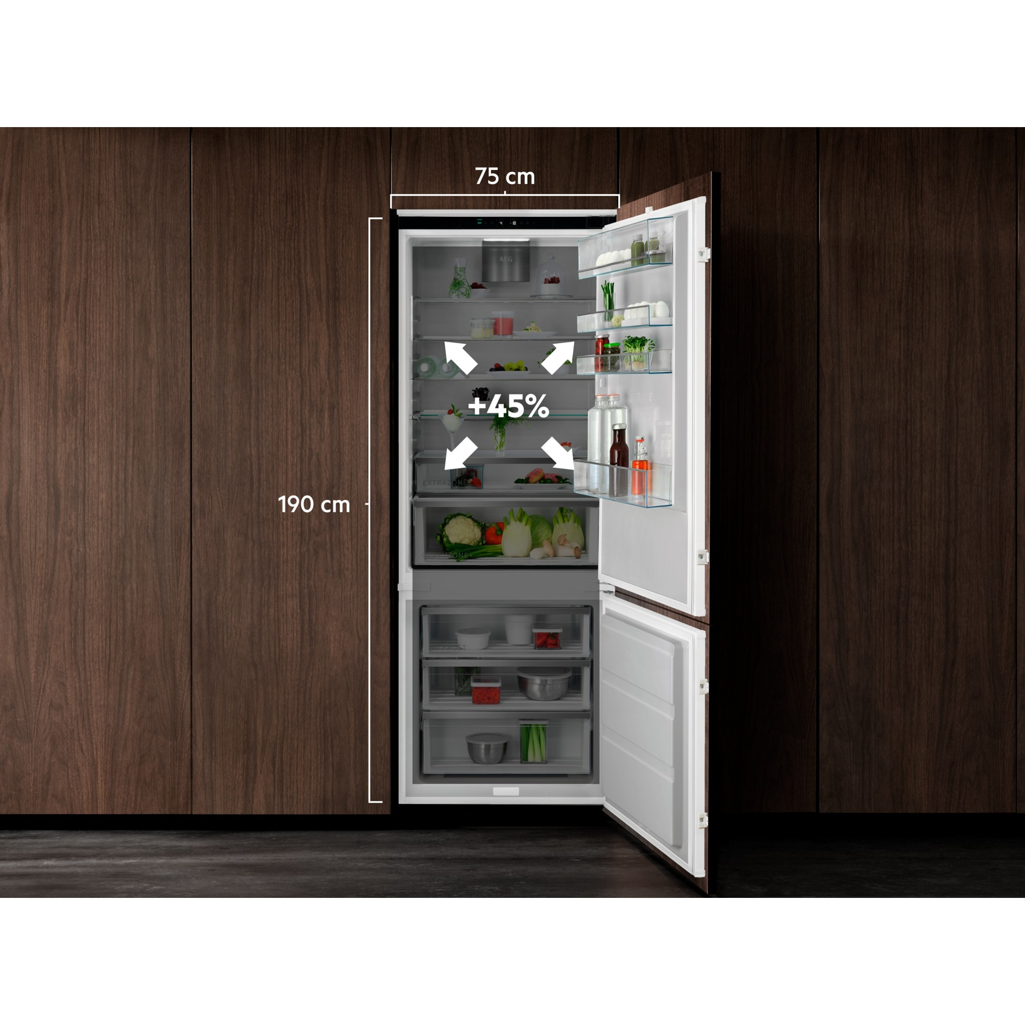 Koel-vriescombinatie BI AEG NSC7P751DS 7000-series / D / 189,4cm / MaxiSpace / GreenZone