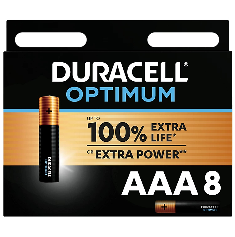 Duracell Batterij Optimum AAA Alkaline 8-pack