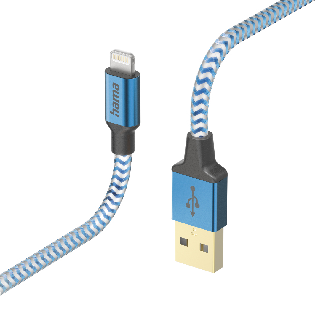 Kabel USB HAMA Reflective USB-A > Lightning 1.5m Blauw