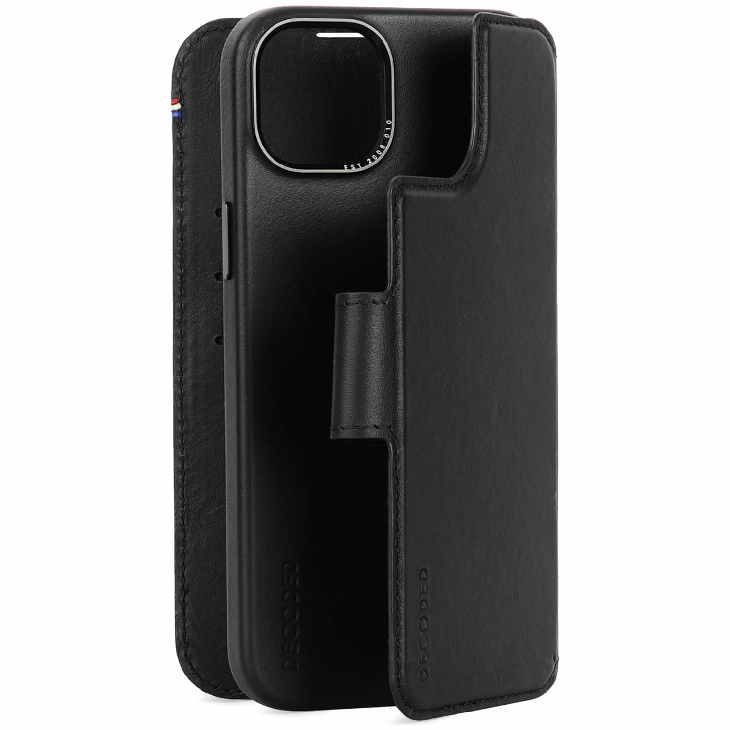 Tas DECODED Leather Detachable Wallet iPhone 15 Plus Black