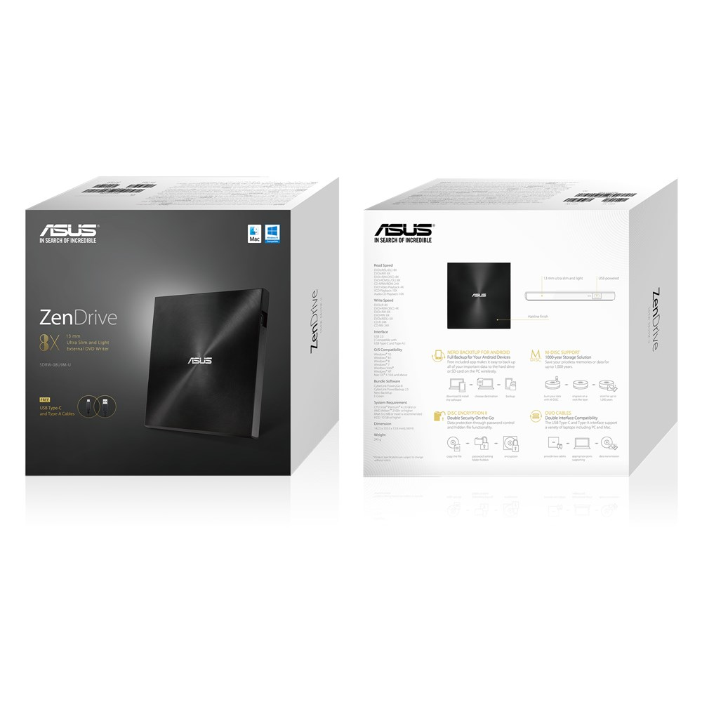 Asus DVD SDRW-08U9M Brander - USB-C 