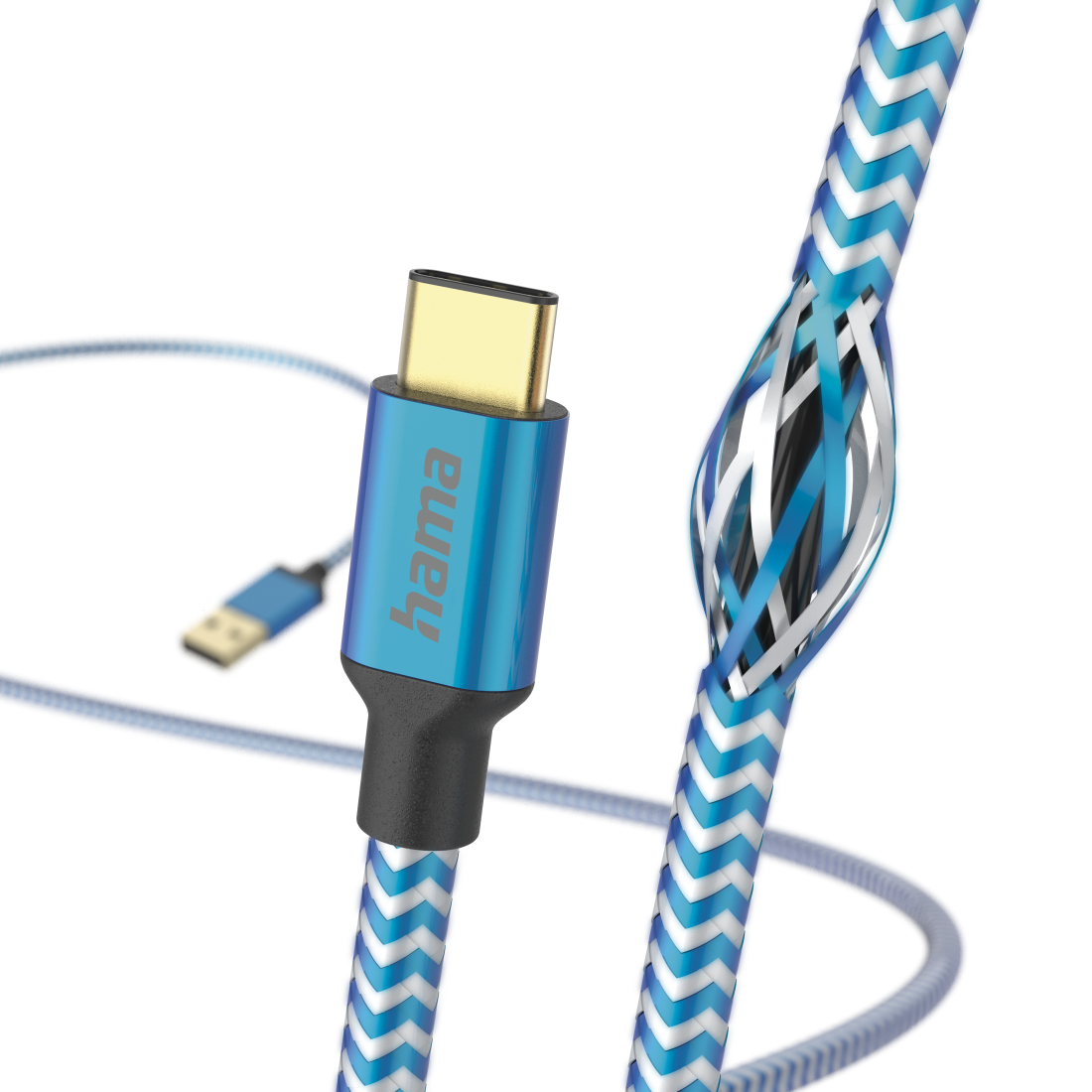 Kabel USB HAMA Reflective USB-A > USB-C 1,5m Blauw