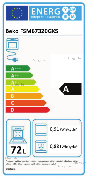 Beko FSM67320GXS fornuis Vrijstaand fornuis Electrisch Keramisch Roestvrijstaal A