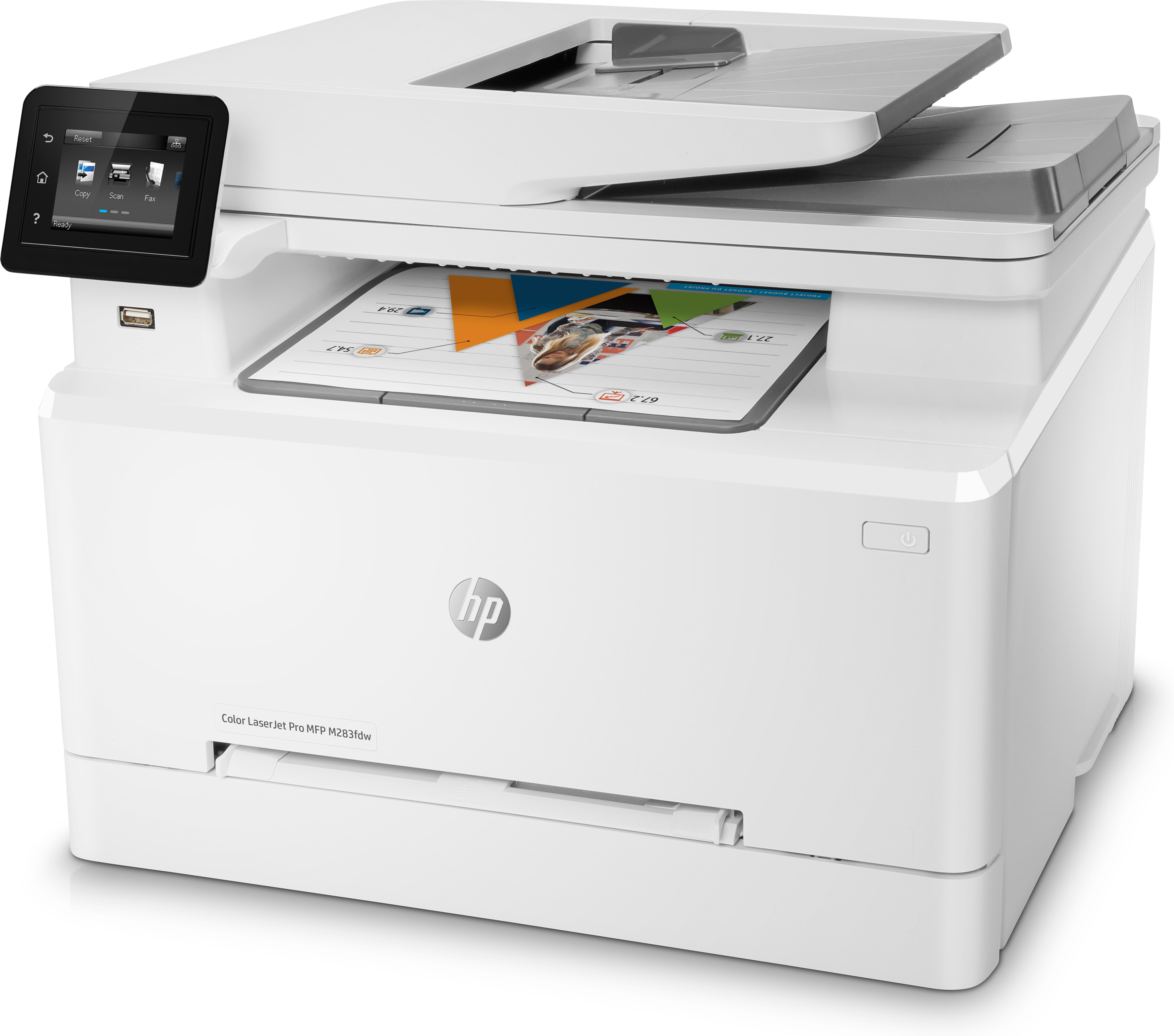 HP Color LaserJet Pro MFP M283fdw, Kleur, Printer voor Printen, kopiëren, scannen, faxen, Printen via USB-poort aan voorzijde; Scannen naar e-mail; Dubbelzijdig printen; ADF voor 50 vel ongekruld