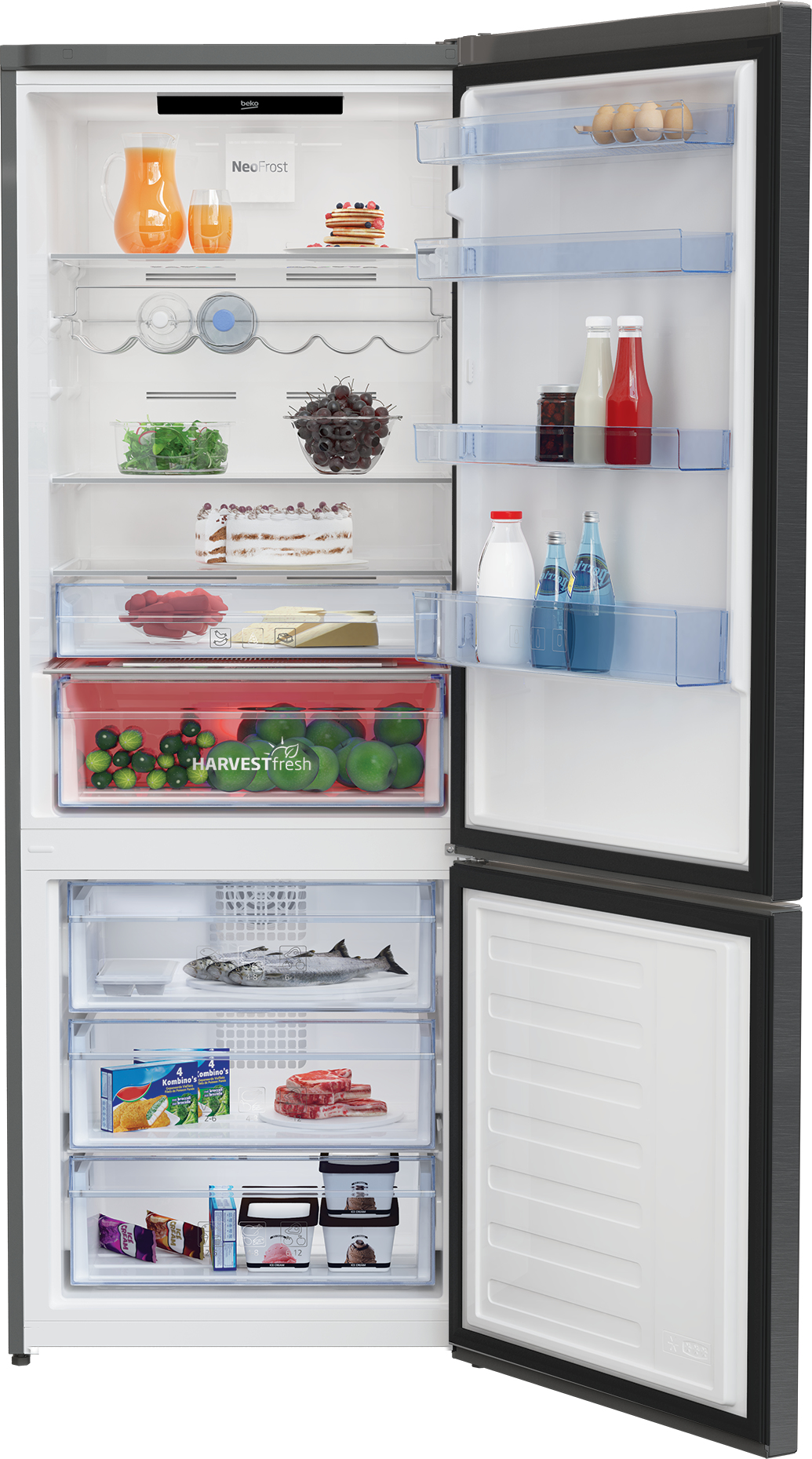 Koelkast Combi BEKO RCNE560E40ZXBRN / 356L+158L / E / 192cm / NoFrost