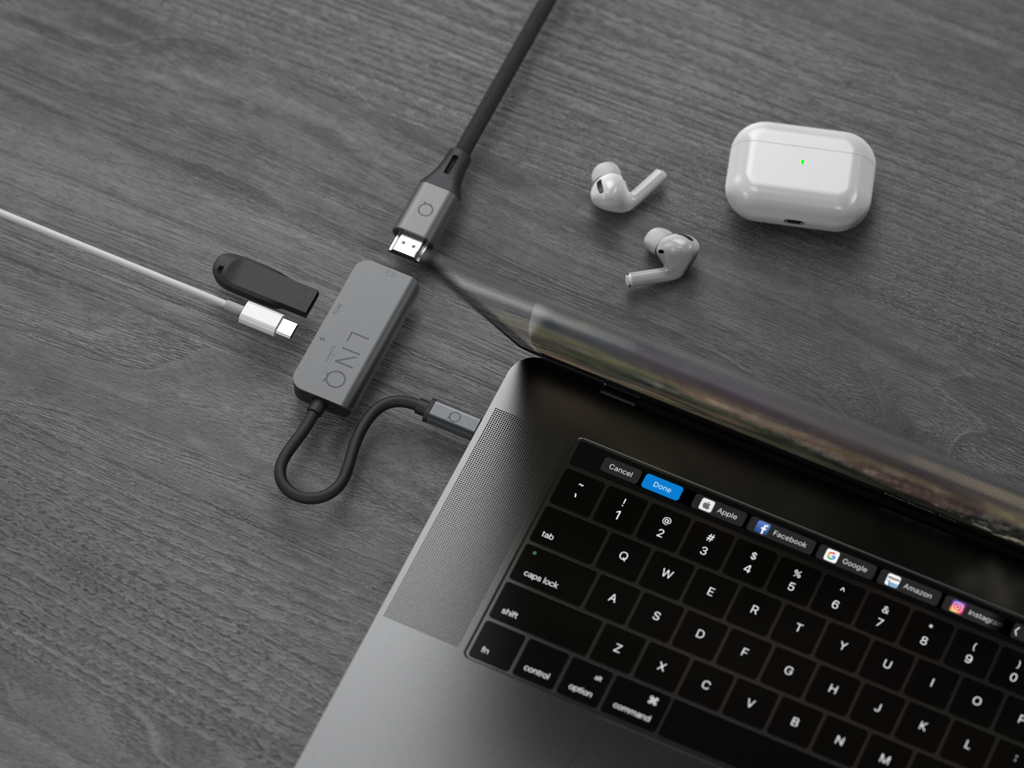 Linq 3 in 1 USB-C Hub, HDMI 4K/60Hz + USB-C 100W + USB-A 3.2 Gen1