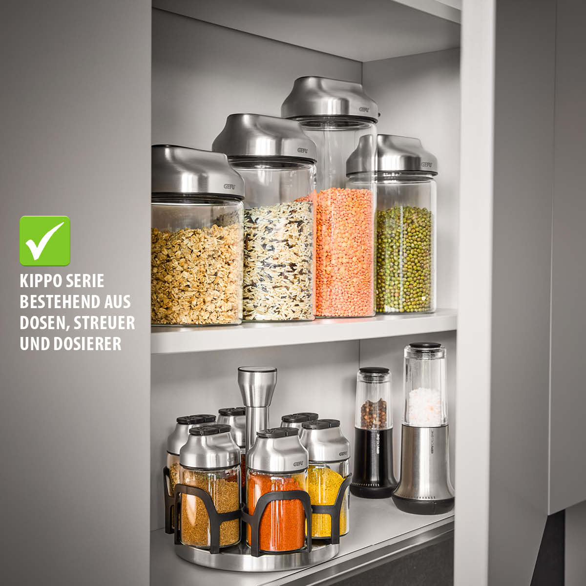 Bewaardoos GEFU 51.GF33742 Kippo / 1300ml / glas / inox deksel