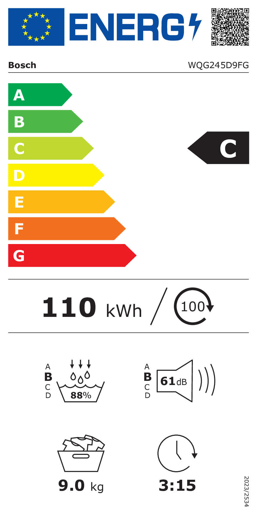 Bosch Sèche-linge pompe à chaleur WQG245D9FG