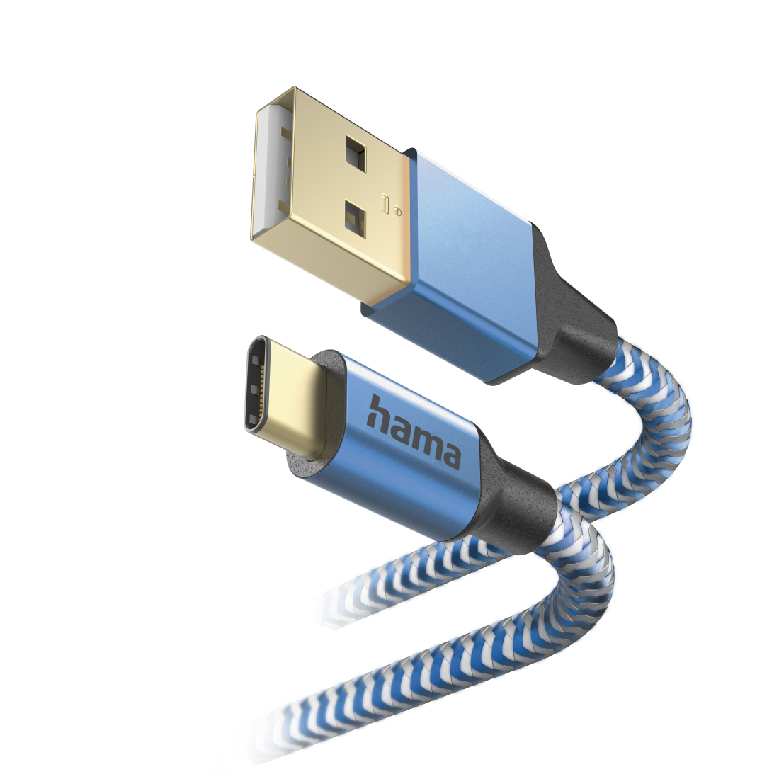 Kabel USB HAMA Reflective USB-A > USB-C 1,5m Blauw