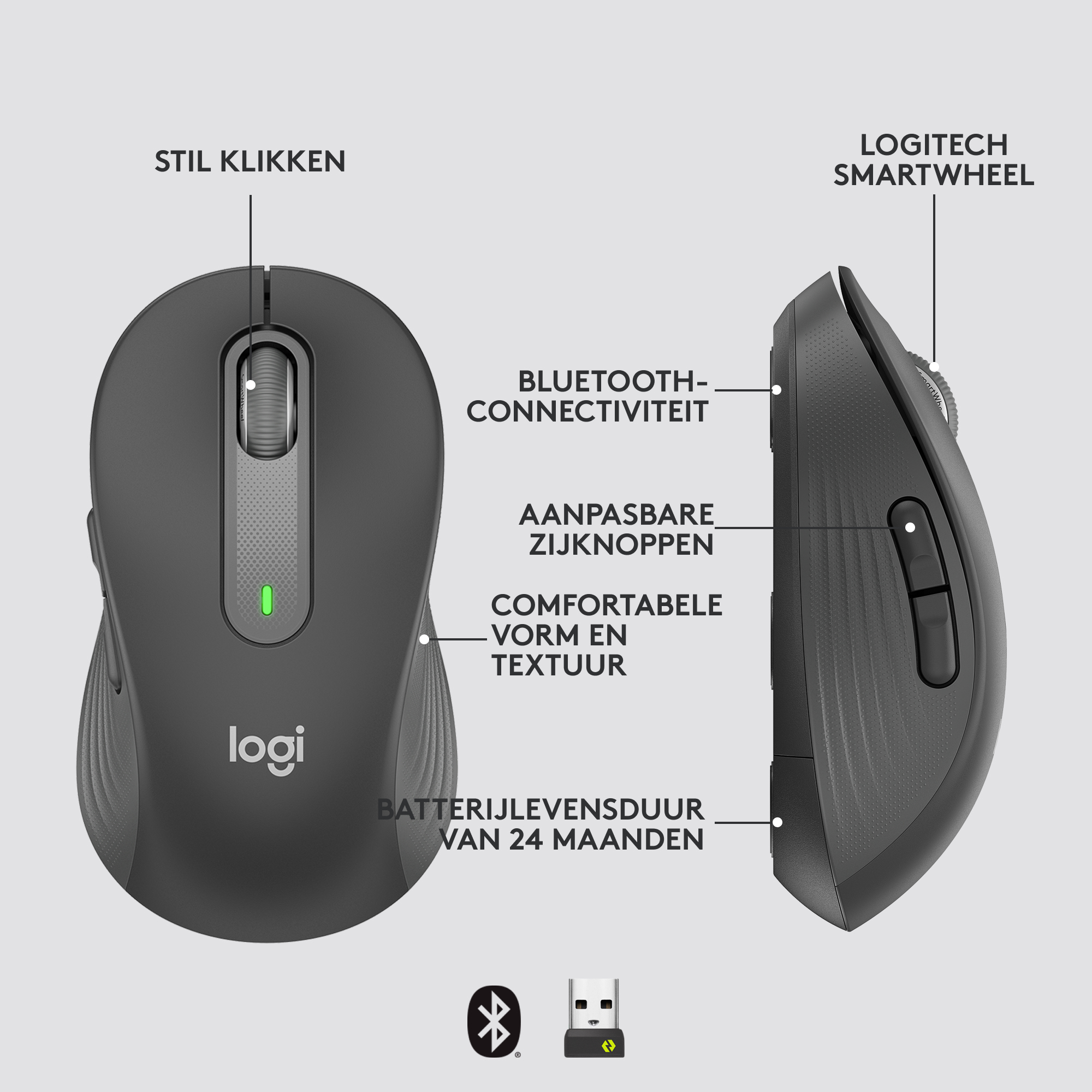 Draadloze Muis Logitech M650 Medium R Signature Graphite