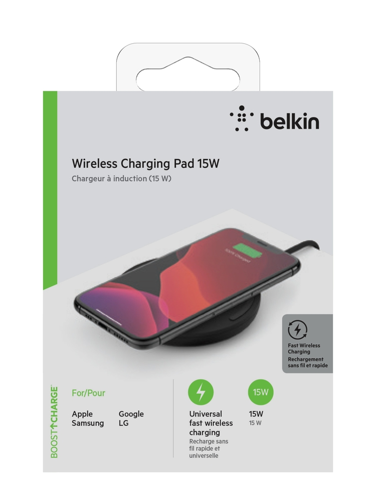 BELKIN WIRELESS CHARGING PAD BLACK & PSU 15W