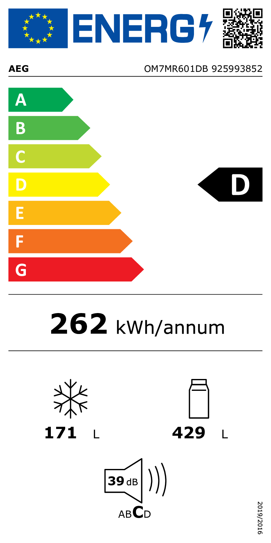 AEG frigo-congélateur OM7MR601DB