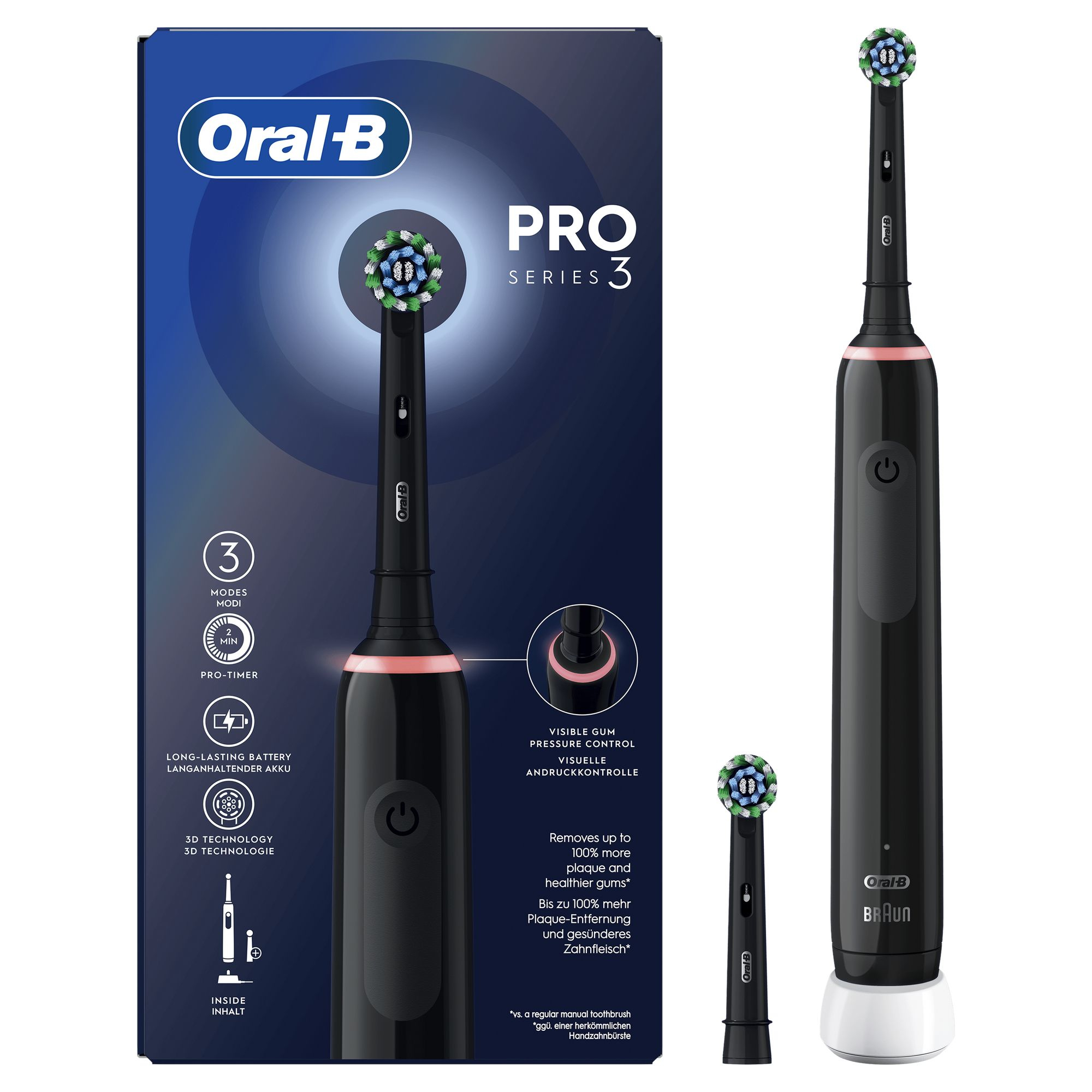 Elektrische tandenborstel ORAL-B Pro 3 - 3000 / CrossAction / zwart
