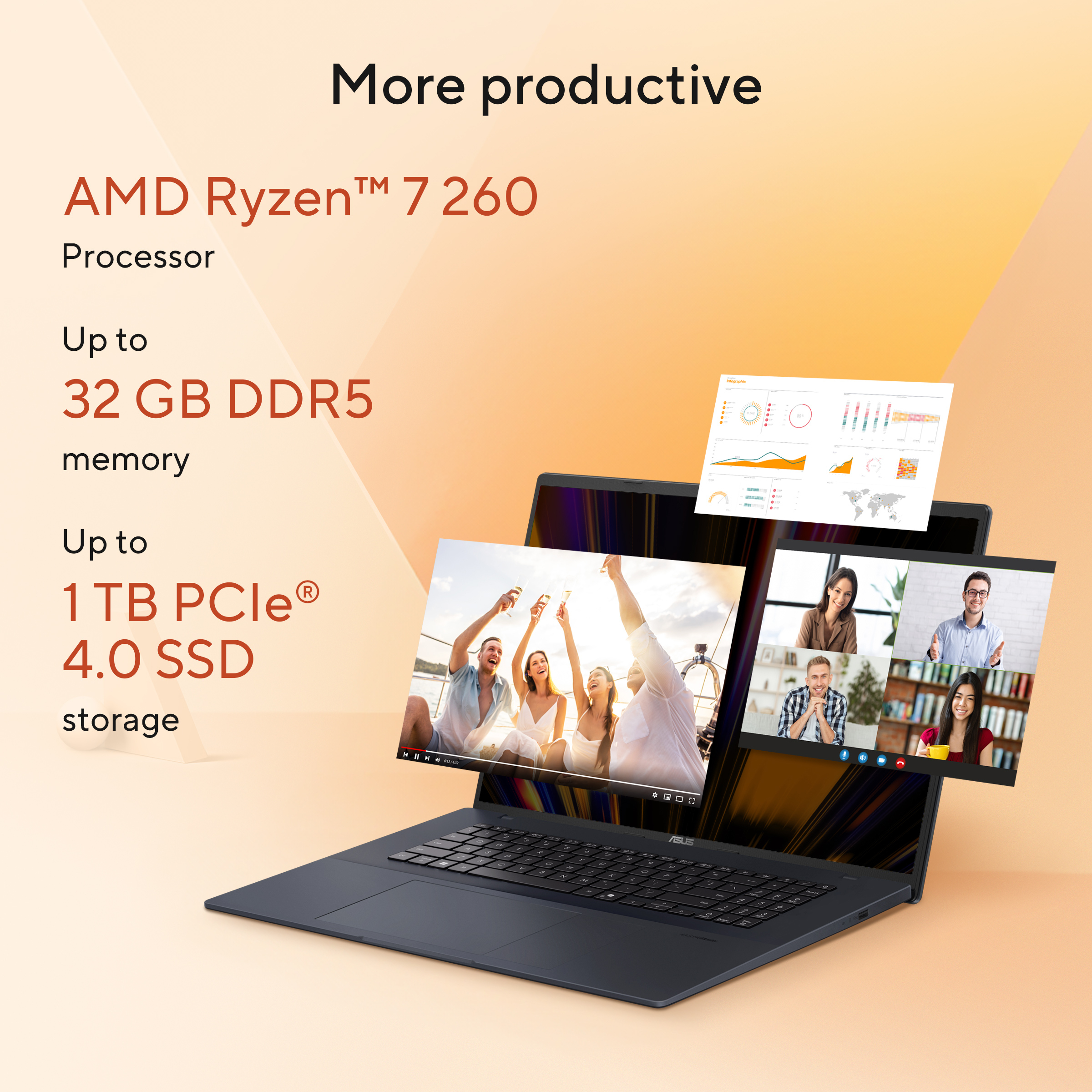 Laptop ASUS Vivobook FHD 18,4' 16GB Ryzen 7-260 512GB