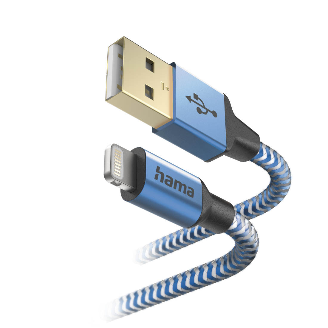 Kabel USB HAMA Reflective USB-A > Lightning 1.5m Blauw