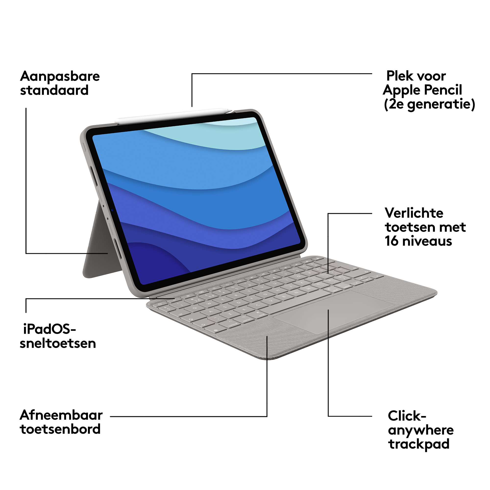 Logitech Combo Touch for iPad Pro 11-inch (1st 2nd and 3rd generation) - SAND -