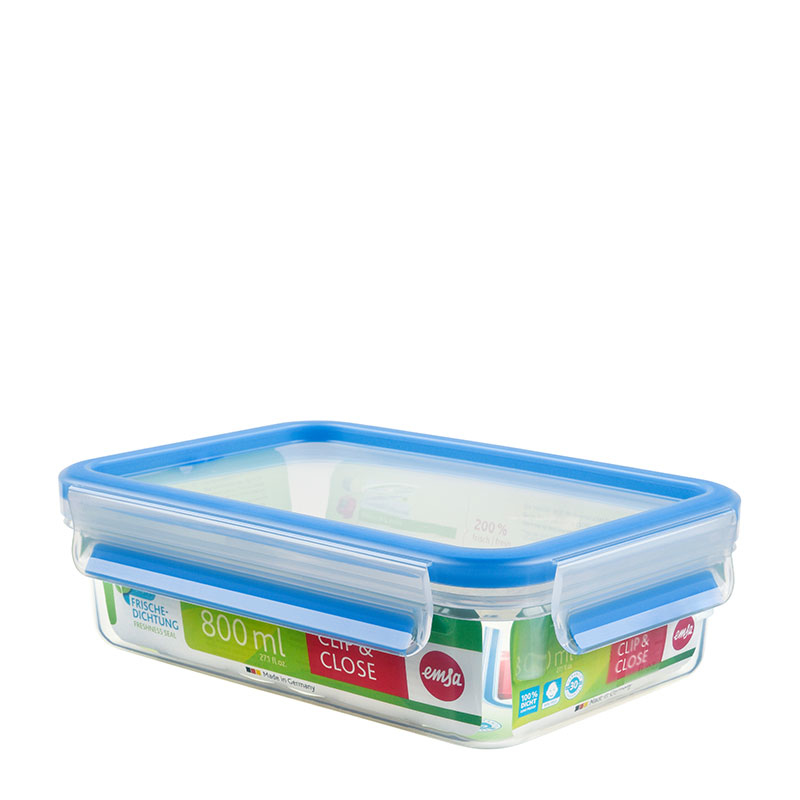 Vershouddoos EMSA 508539 Clip&Close Vierkant 0,8L Blauw