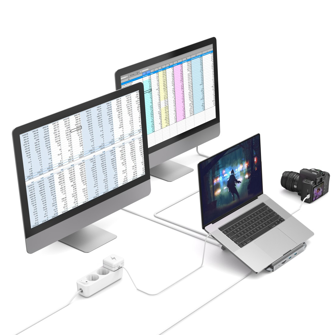 HAMA 12in1-USB-C-dockingstation met notebook-standaard
