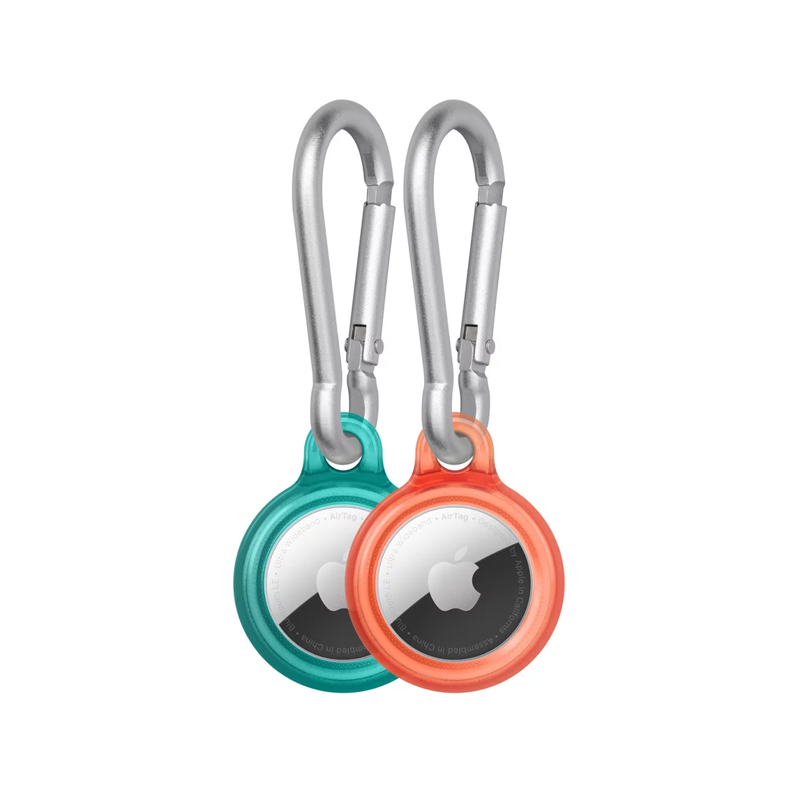 Tech21 EvoPop for AirTag, 2 pack, Tangerine/Verdigris