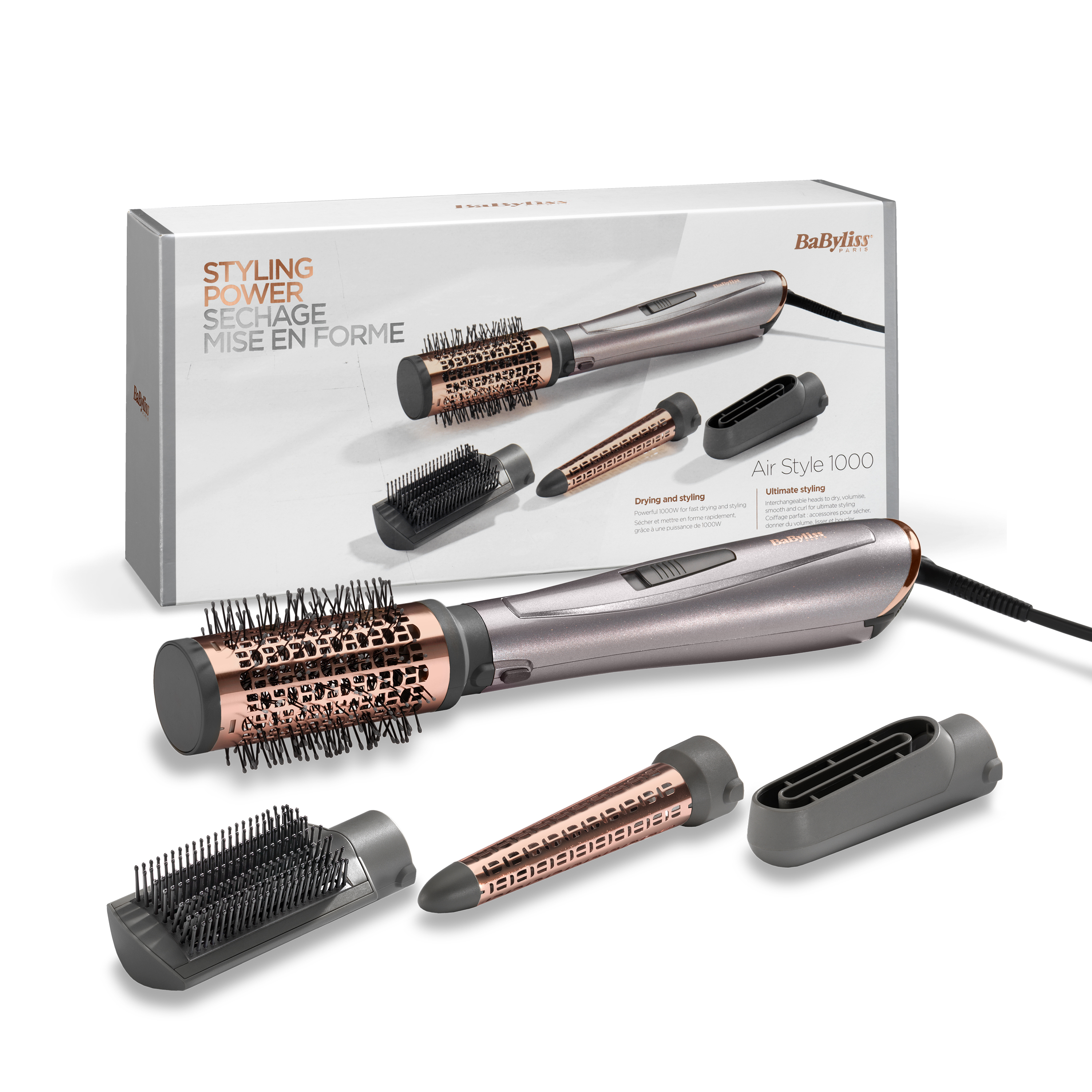 BaByliss Air Style 1000 Haarstijlset Warm Zwart, Koper, Palladium 1000 W 2,5 m