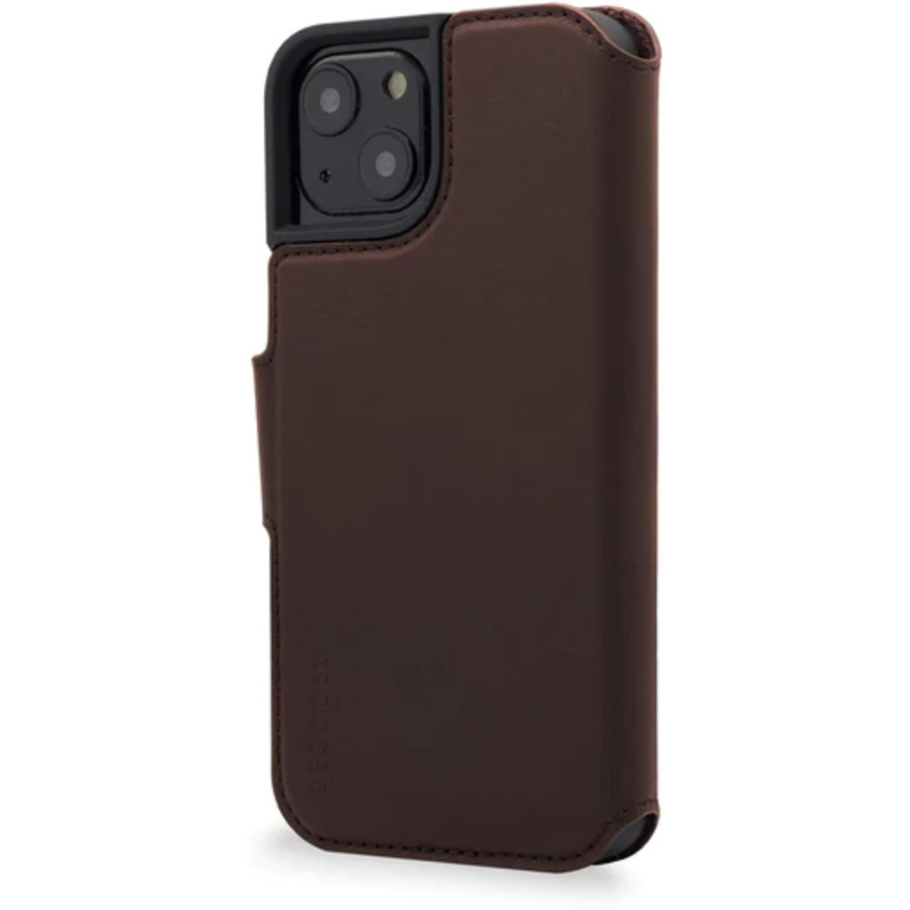 Decoded iPhone 14 Pro Max, housse wallet cuir, brun chocolat
