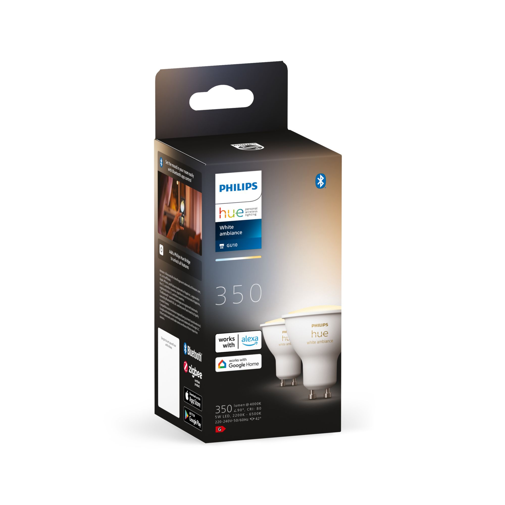 Lamp PHILIPS HUE White Ambiance GU10 2-Pack