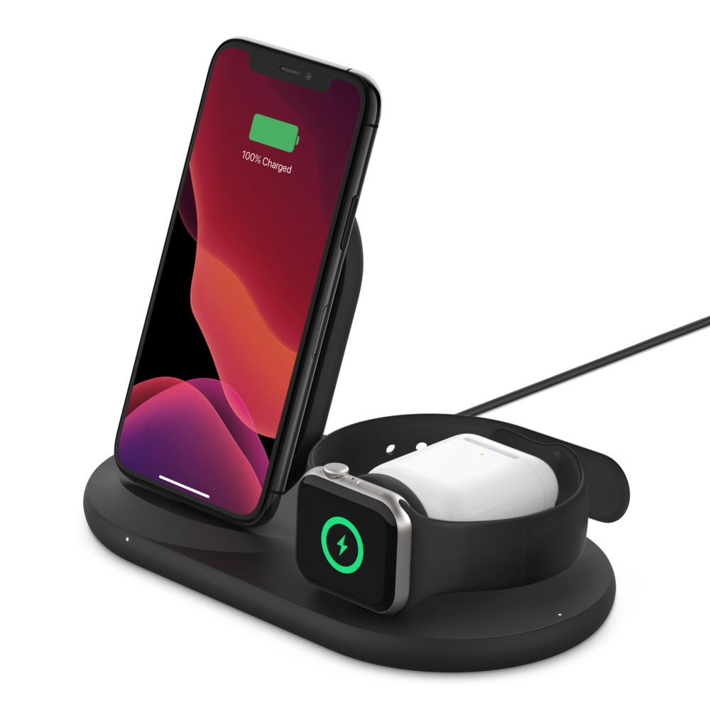 BELKIN 3-in-1 Wireless Pad/Stand/Apple Watch Black