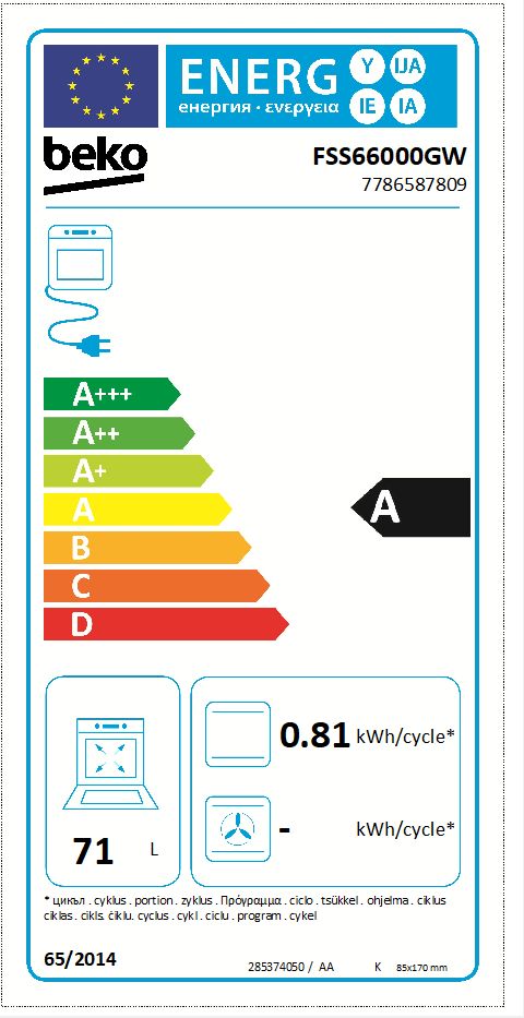 Beko FSS66000GW fornuis Vrijstaand fornuis Electrisch Gesealde plaat Zwart, Wit