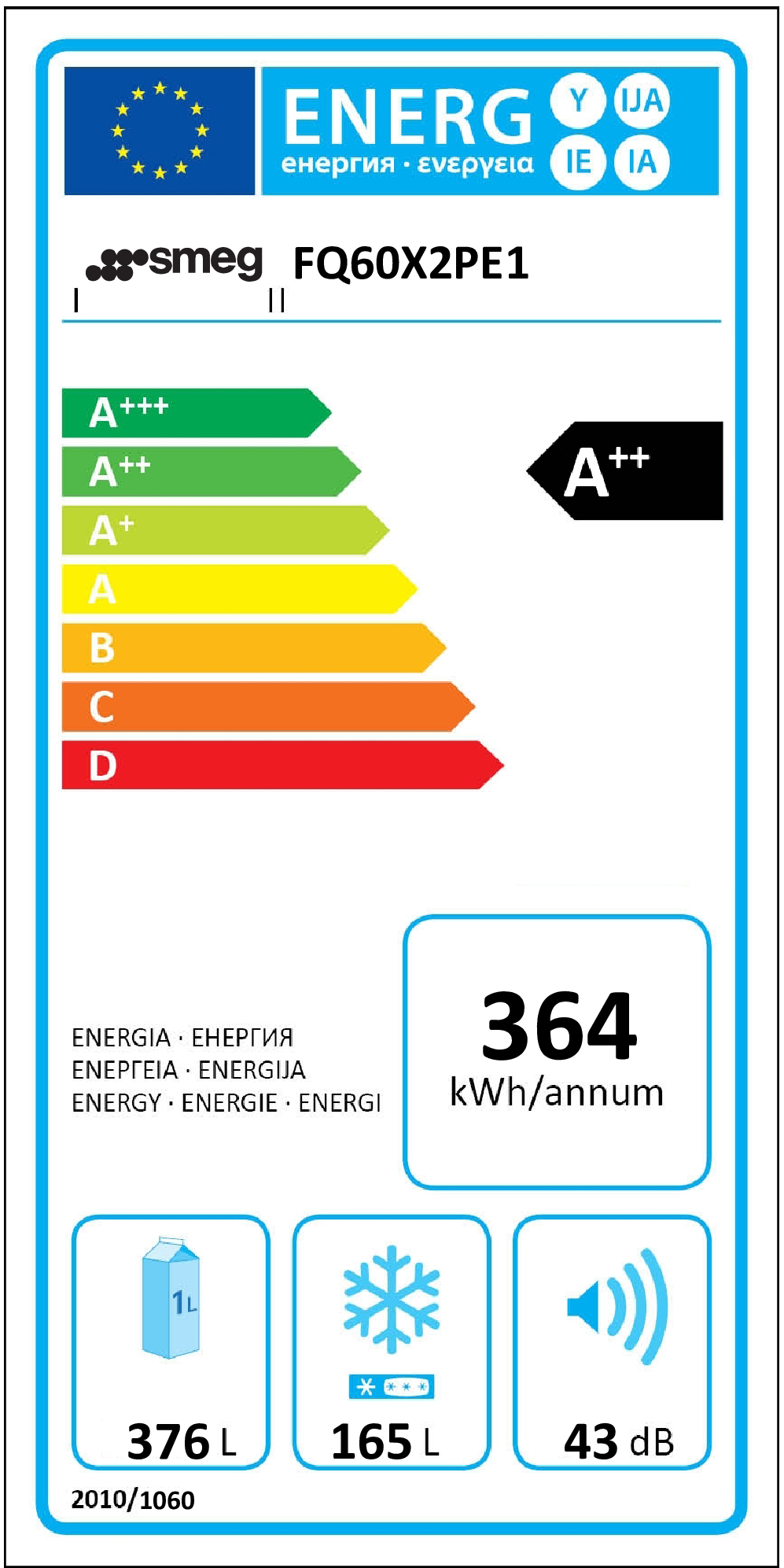 Smeg FQ60X2PE1 frigo américain Pose libre 541 L Acier inoxydable