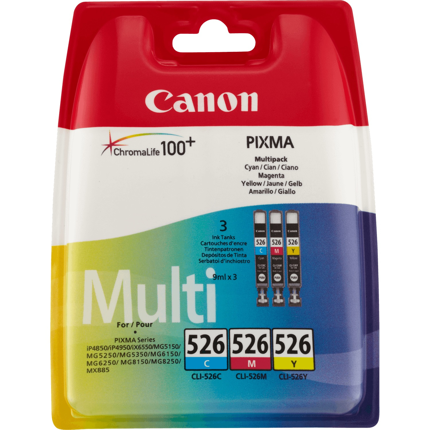 Inktpatroon CANON 4541B012 CL526C/M/Y Multipack 525 Pages