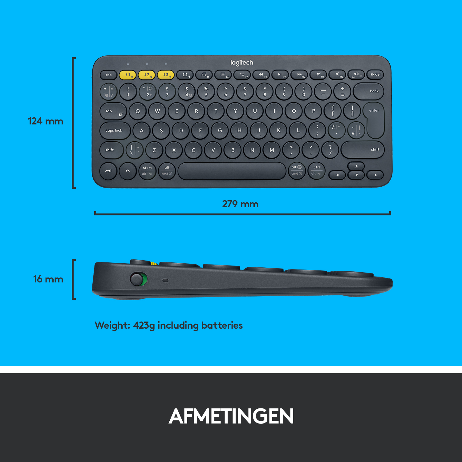 Logitech K380 Multi-Device toetsenbord Universeel Bluetooth AZERTY Frans Grijs