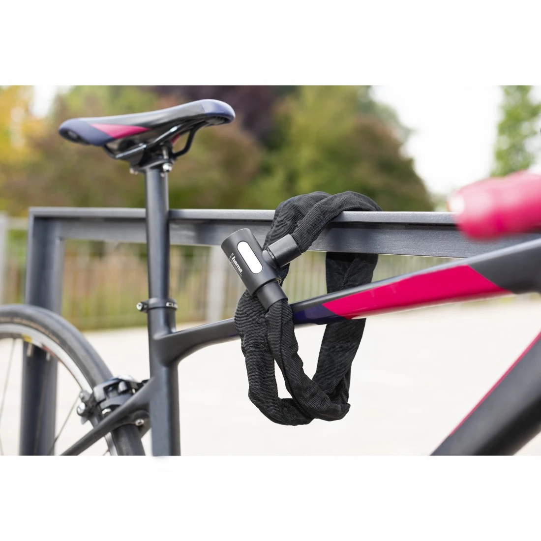 Fiets-kettingslot (met lichtsleutel) Hama 120cm Zwart