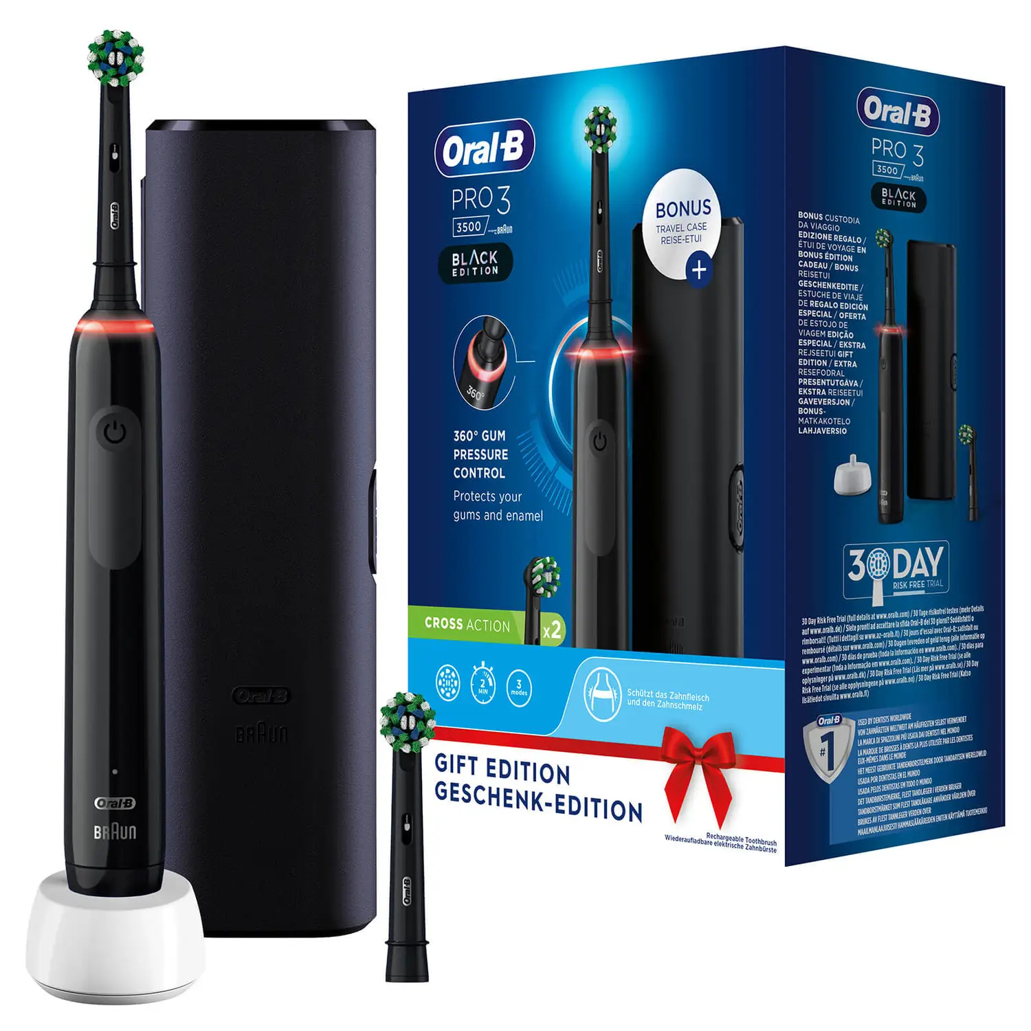 Elektrische tandenborstel ORAL-B 879328 Pro 3 - 3500 / Black Edition / met etui