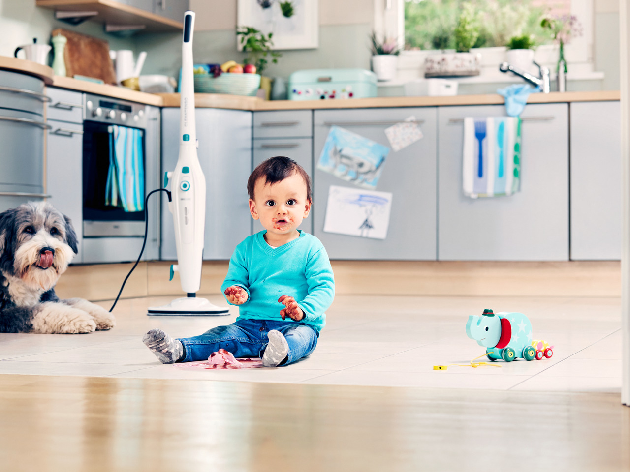 Leifheit CleanTenso Steam mop 0,55 L 1200 W Turquoise, Blanc