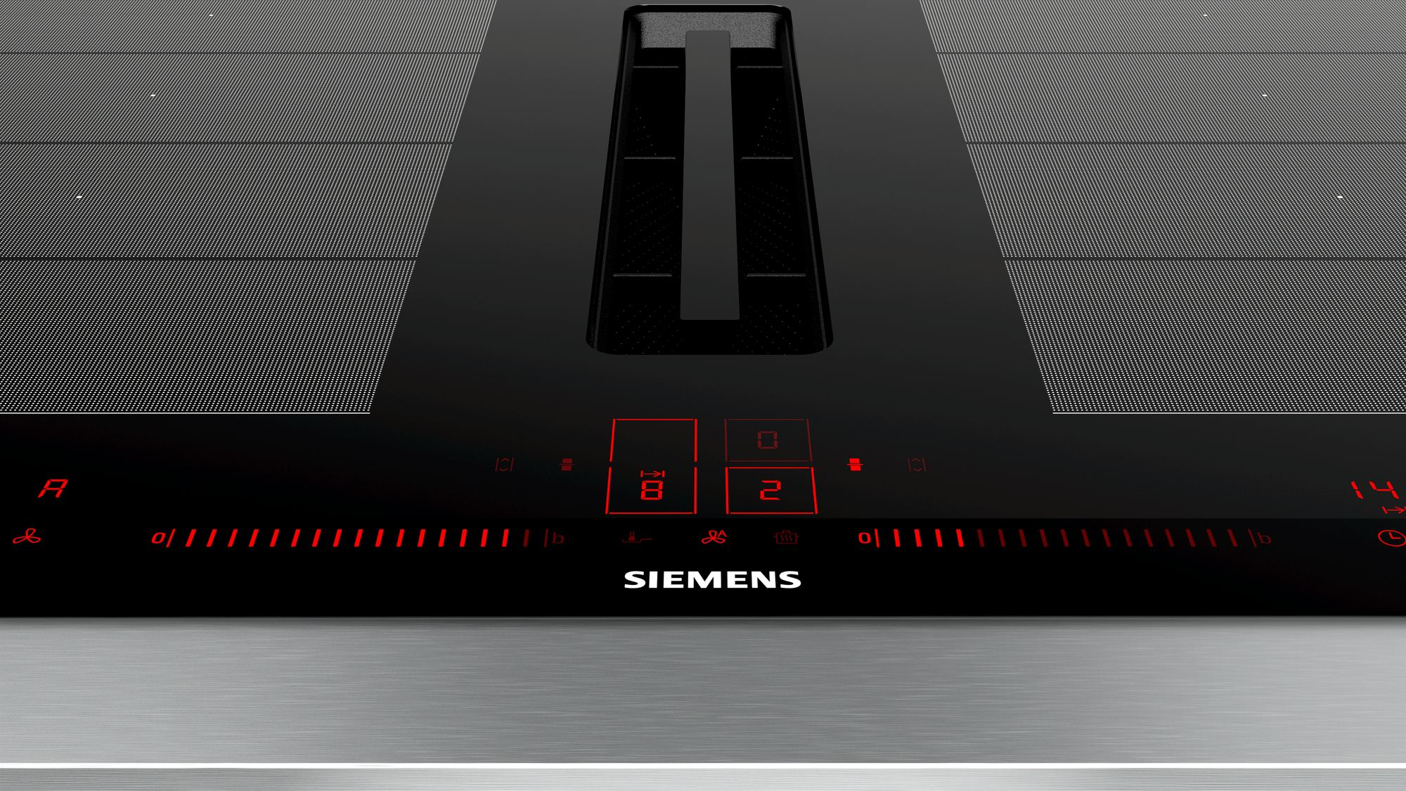 Siemens iQ700 EX875LX67E plaque Noir, Acier inoxydable Intégré 80 cm Plaque avec zone à induction 4 zone(s)