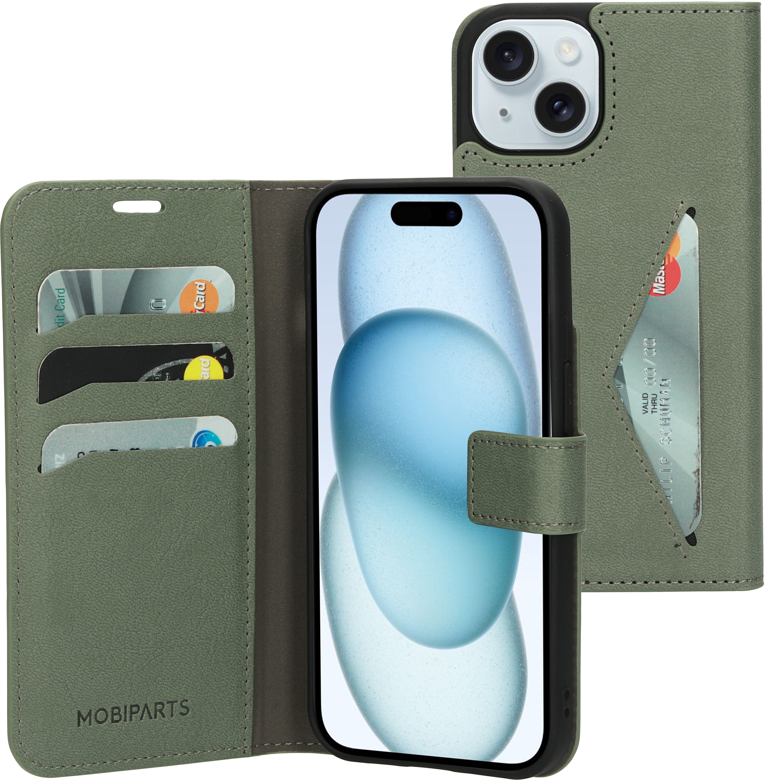 Mobiparts Classic Wallet Case Apple iPhone 15 Green