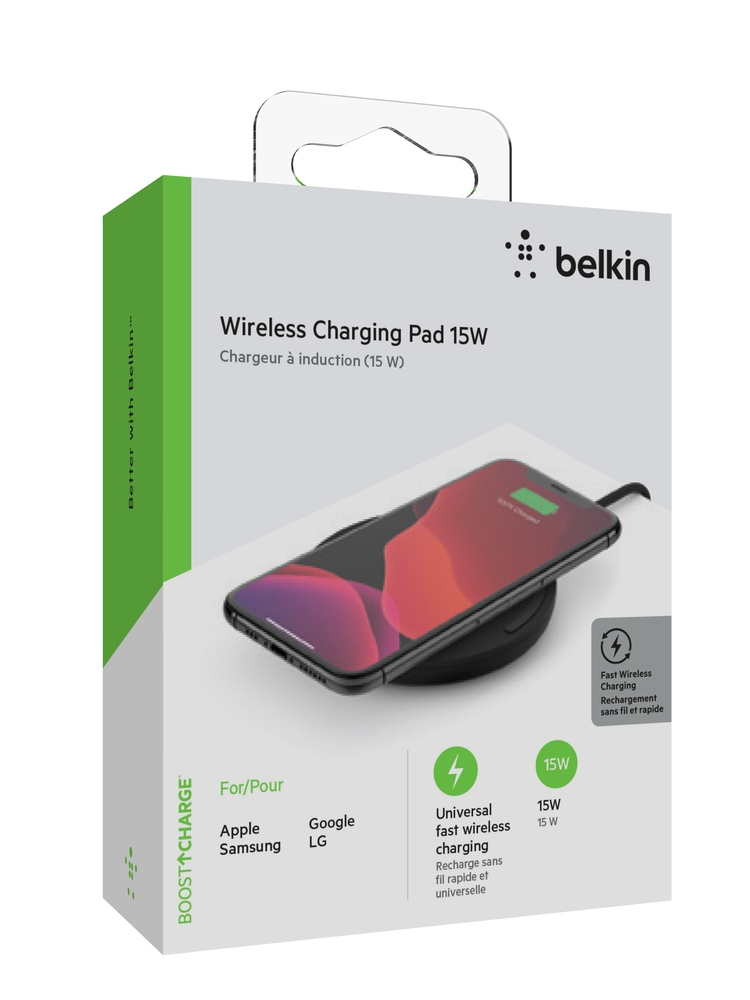 BELKIN WIRELESS CHARGING PAD BLACK & PSU 15W