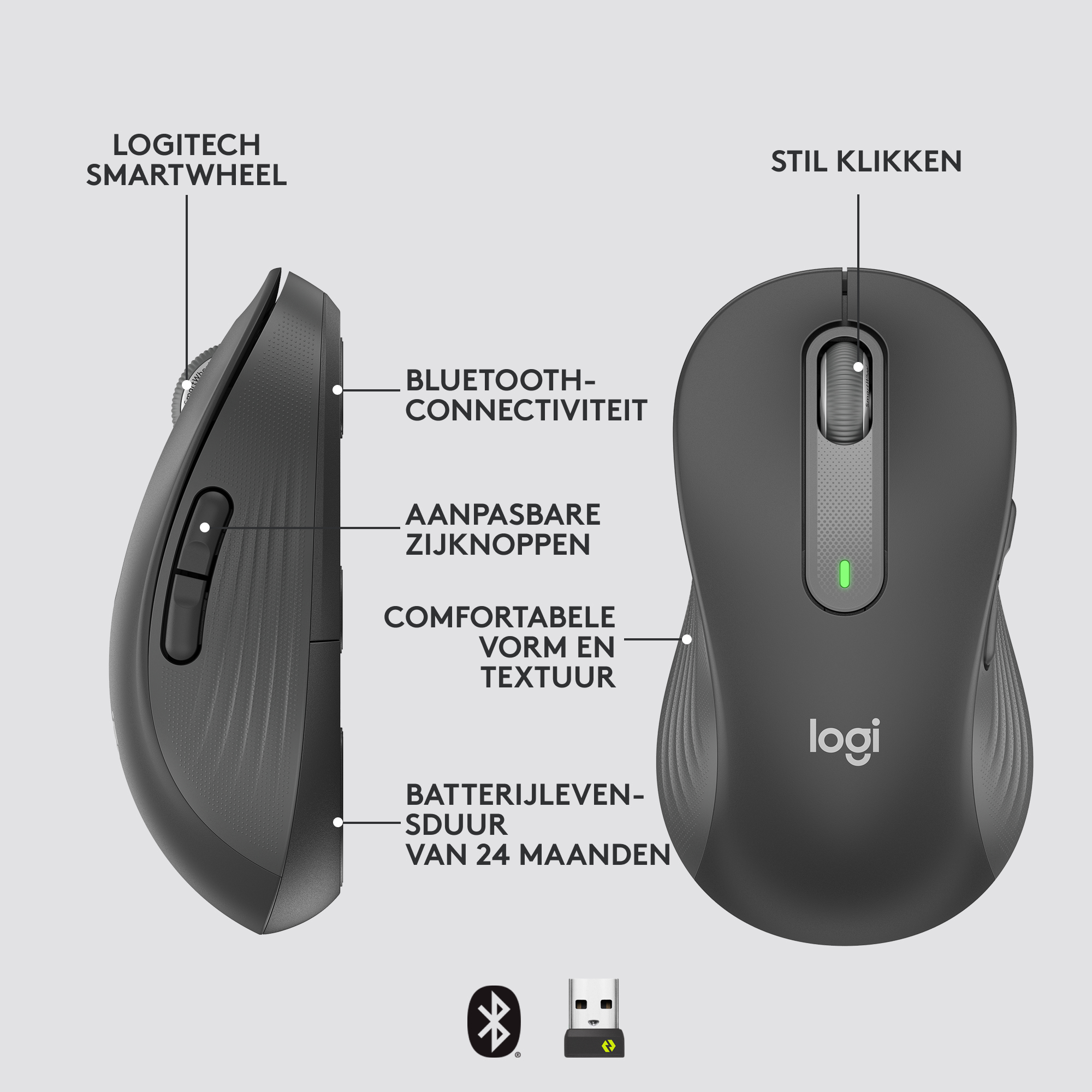 Draadloze Muis Logitech M650 LargeLinksh. Signature Graph.