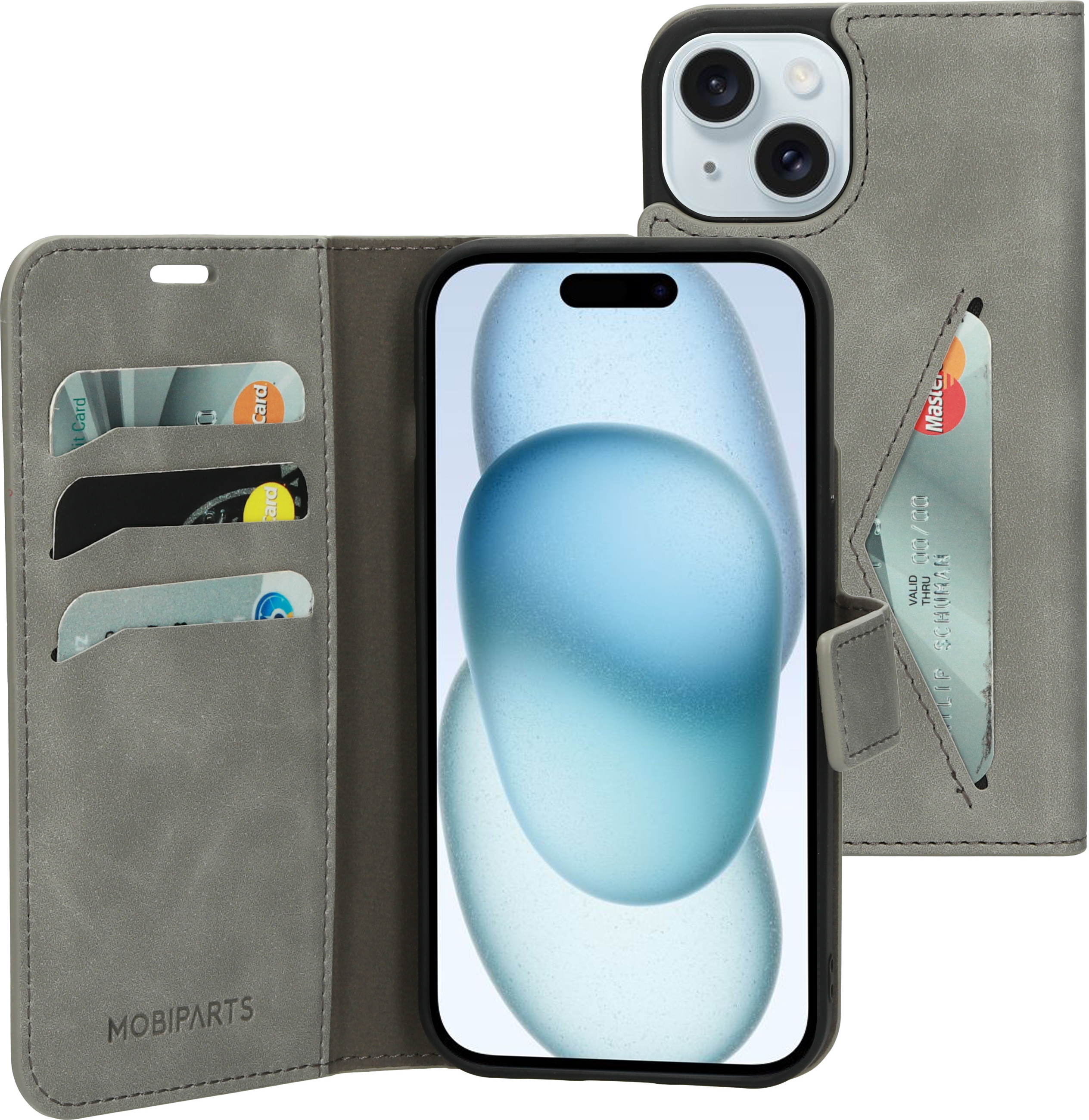 Mobiparts Classic Wallet Case Apple iPhone 15 Grey