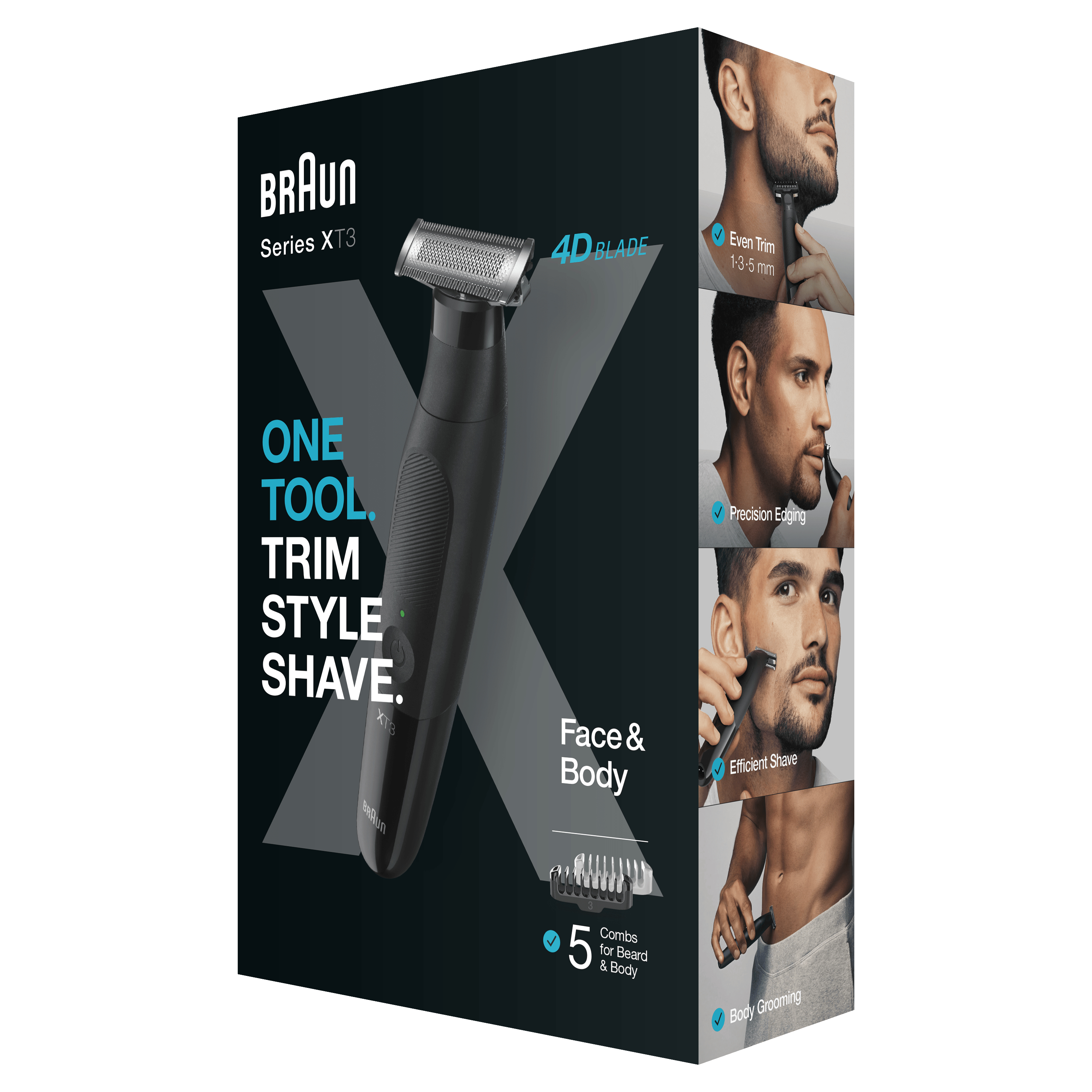 Hybride trimmer gezicht & lichaam BRAUN XT3200 Series X3 /flexibel 4D-scheerblad / waterbestendig, 5 kammen 