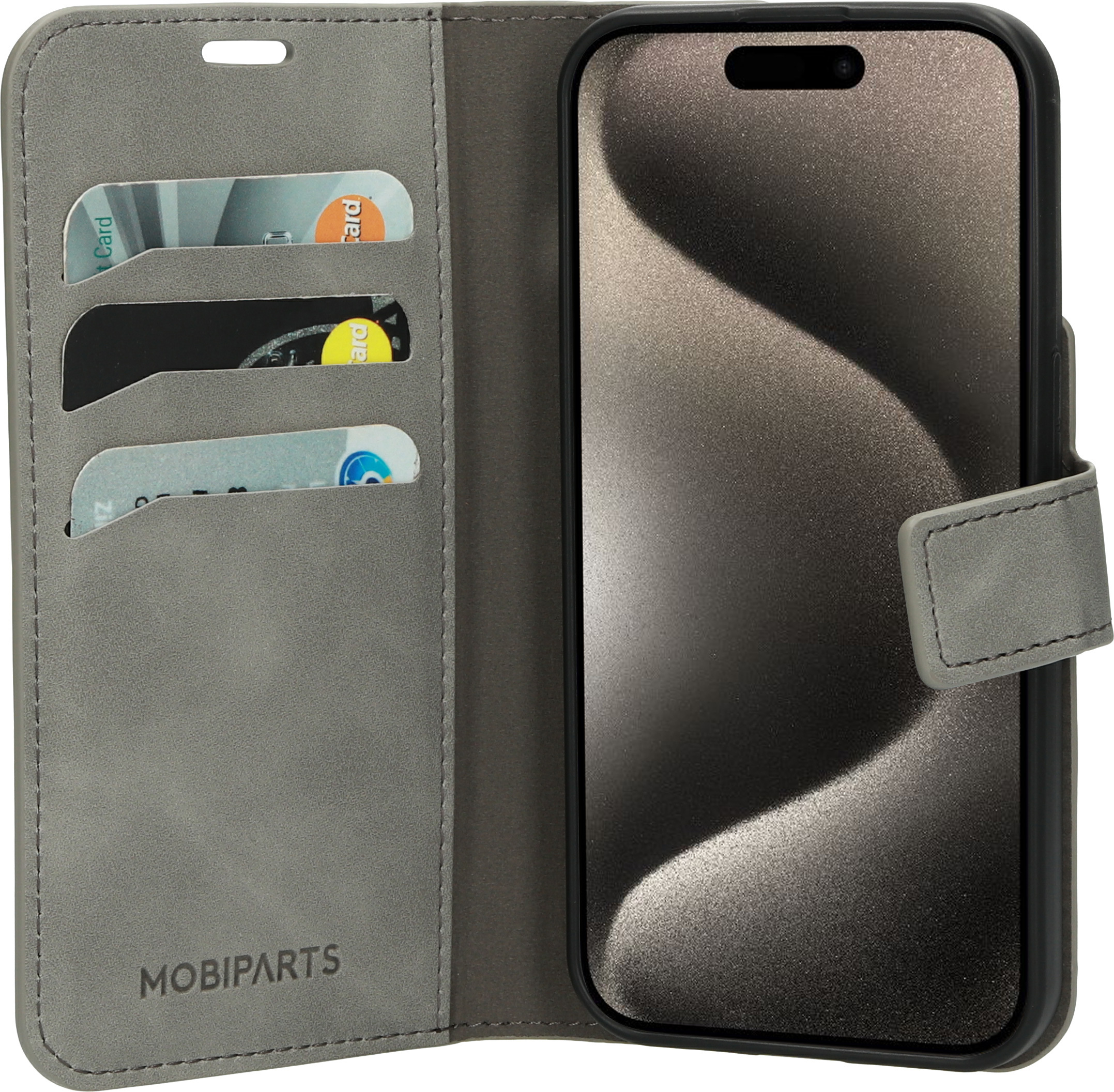 Mobiparts Classic Wallet Case Apple iPhone 15 Pro Grey