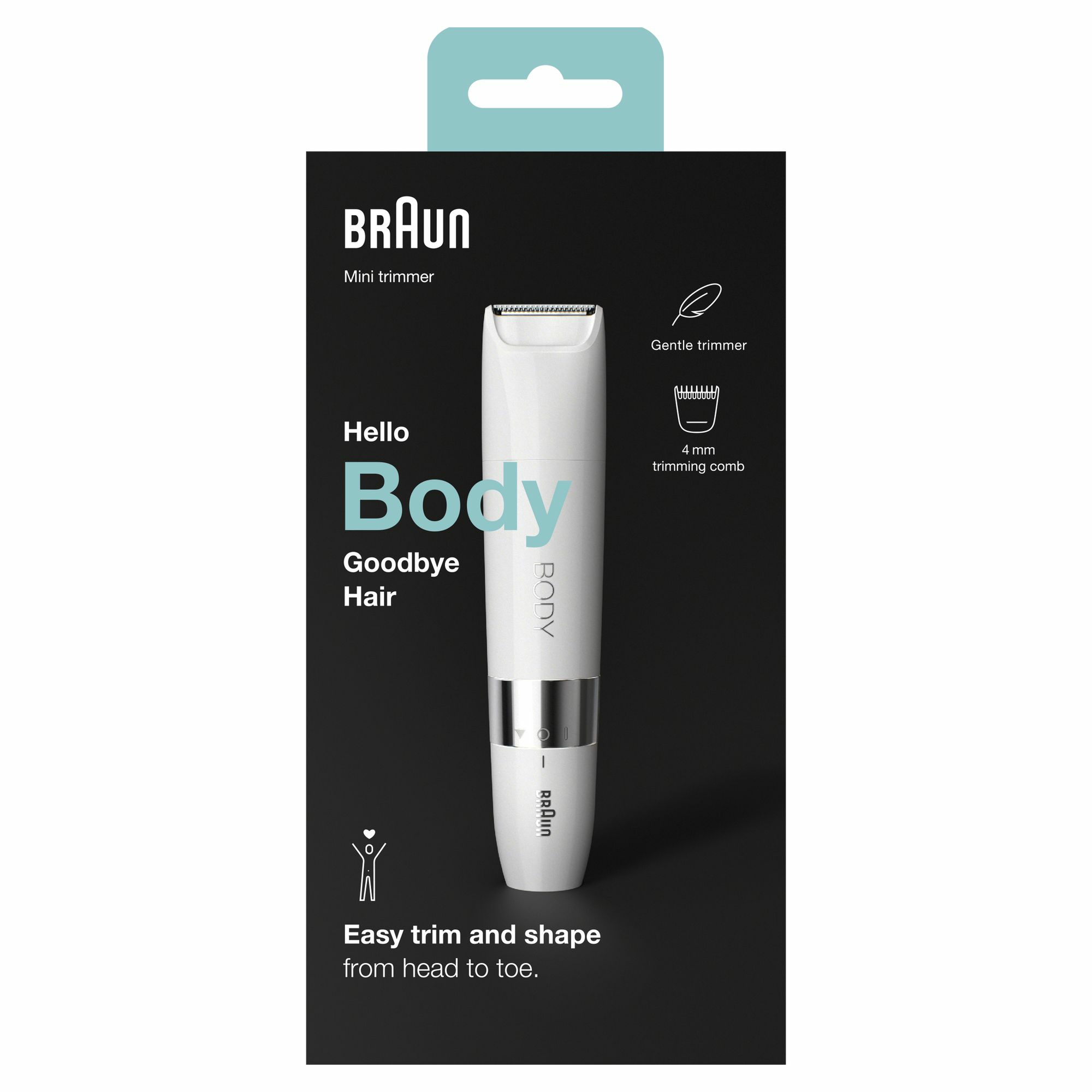 Braun Body BS1000 Mini Trimmer, Elektrische Ontharing Voor Vrouwen En Mannen, Wit