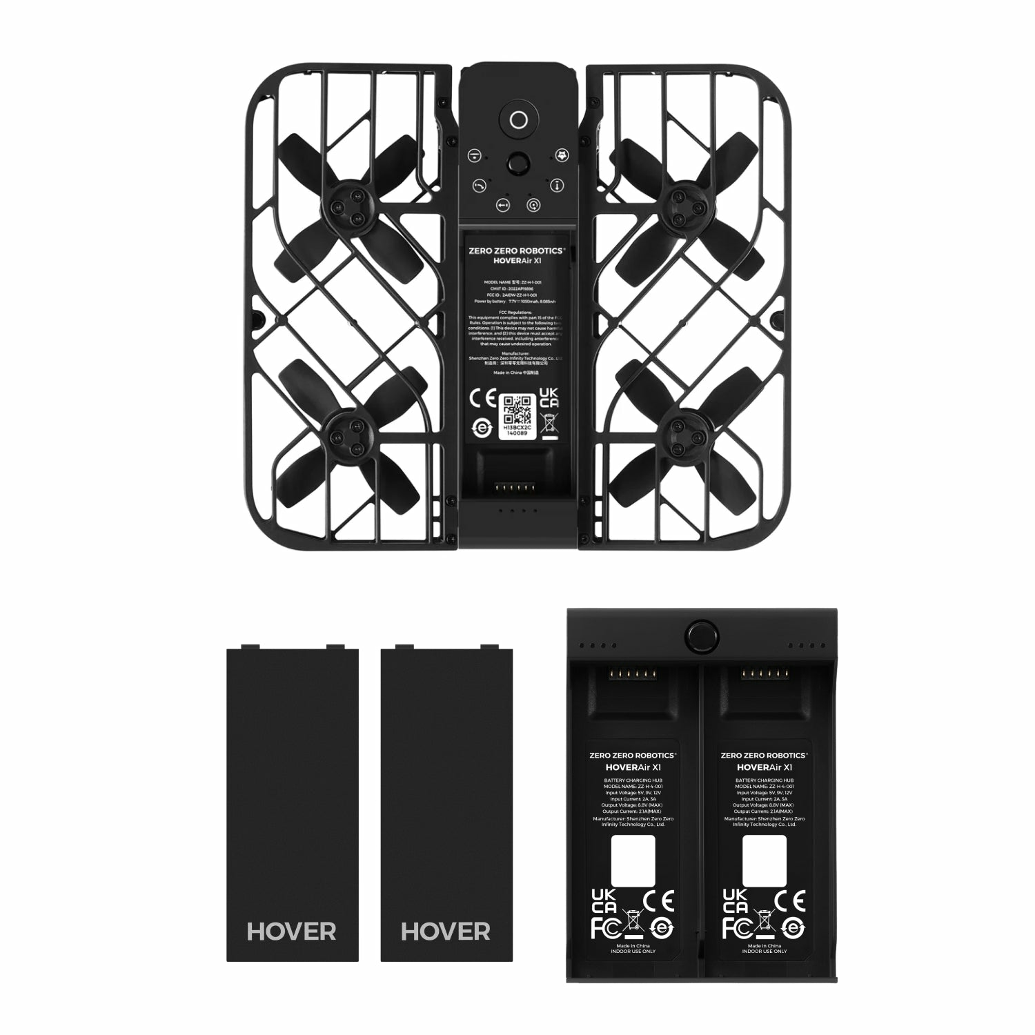 HOVERAir X1 Combo 4 propellers Quadcopter 2704 x 1520 Pixels 1050 mAh Zwart