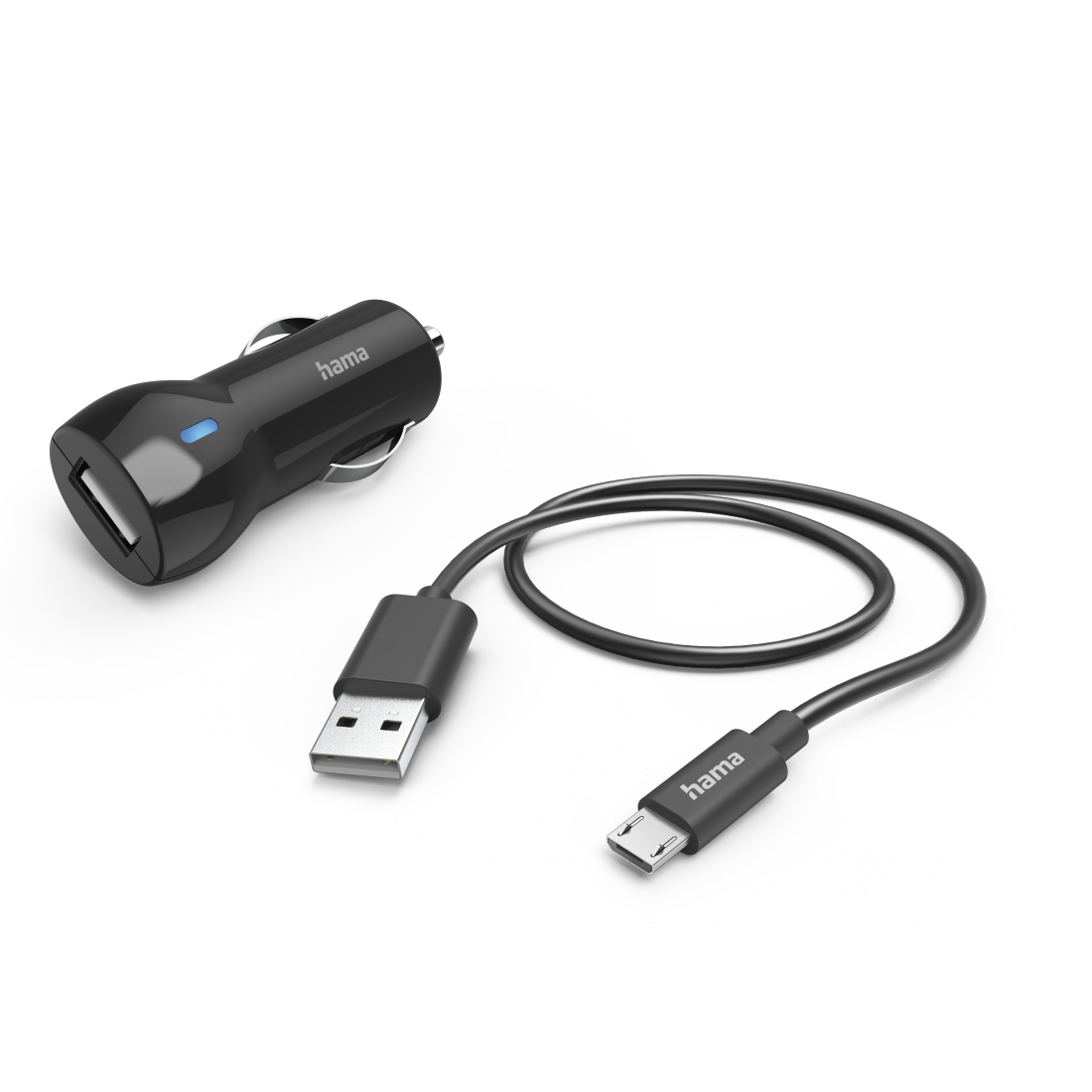 Hama Auto-oplader met oplaadkabel Micro-USB, 12 W, 1 m, zwart