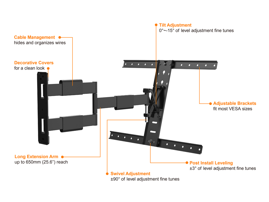 Multibrackets Muursteun Flexarm Thin Zwart MB736184