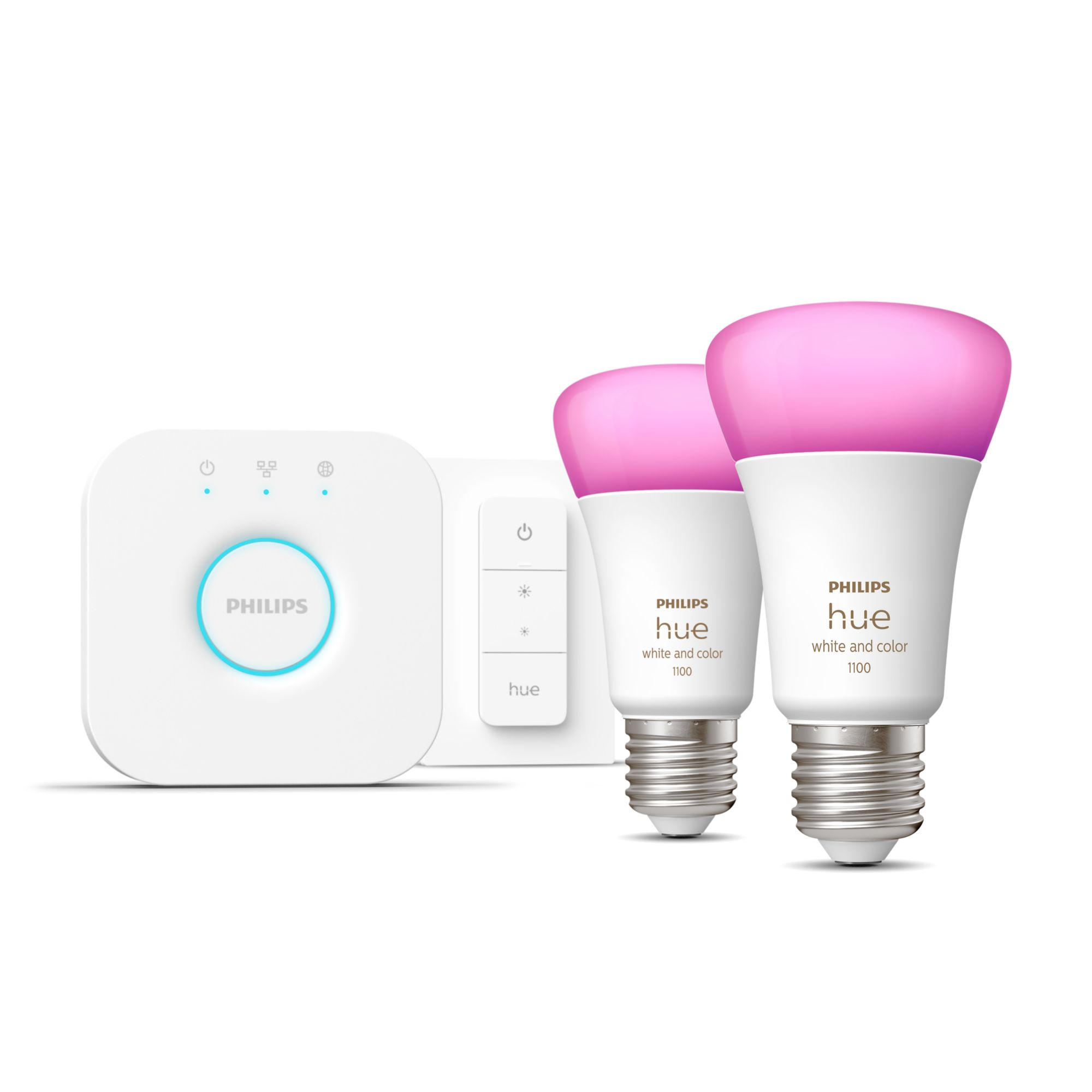 Starterkit PHILIPS HUE White Color Amb. E27 x2 +Brdige +Dim