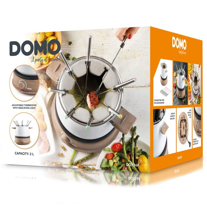 Fondue Domo DO736F - 8P - houtlook/wit - 1500 W 
