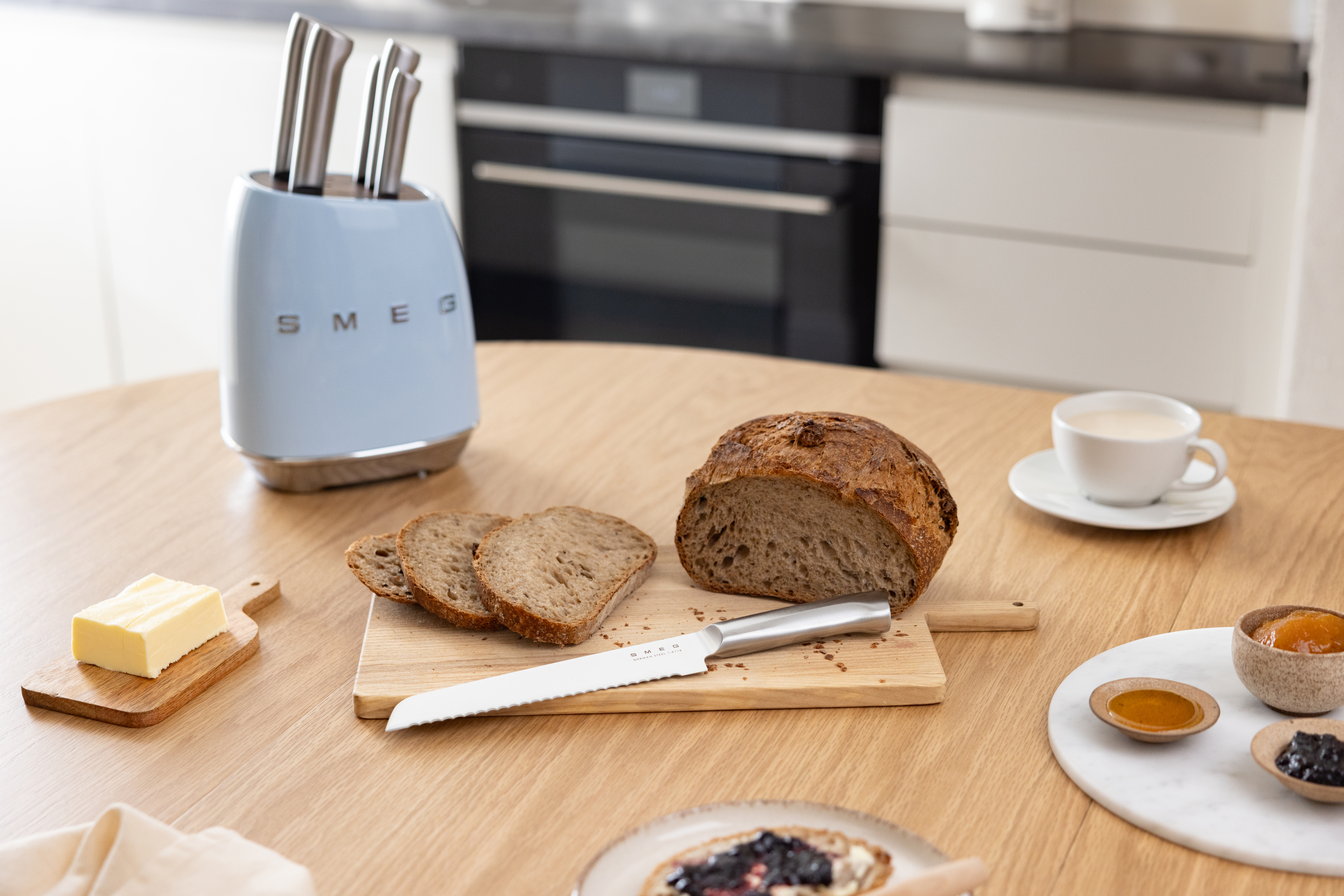 Messenblok SMEG KBSF02PB met 6 RVS-messen / pastelblauw 