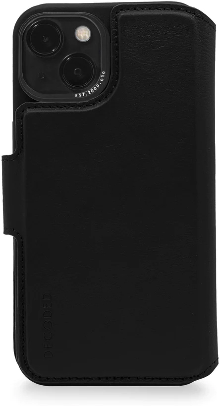 Decoded iPhone 14, housse wallet amovible cuir, noir